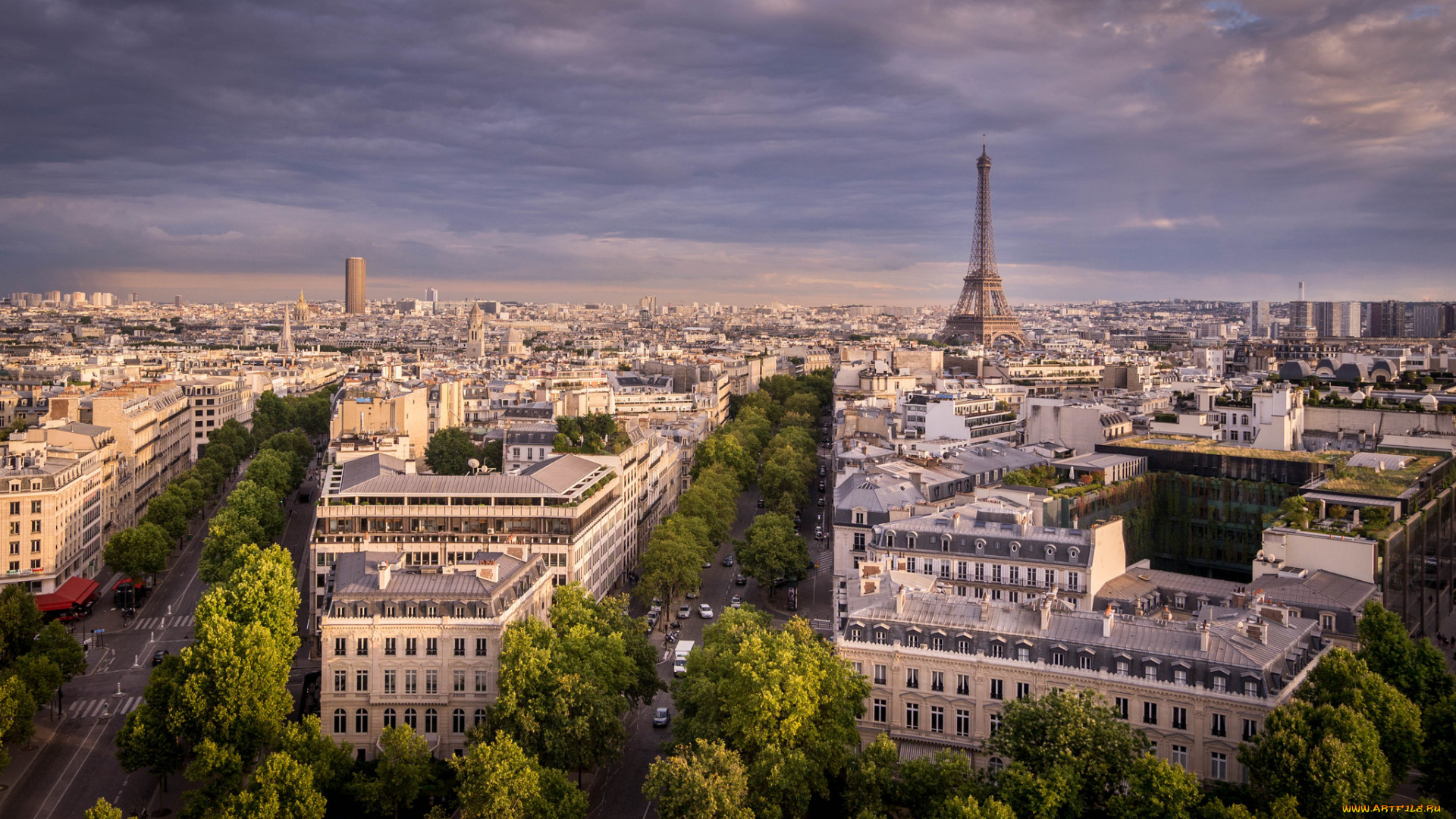 города, париж, , франция, панорама