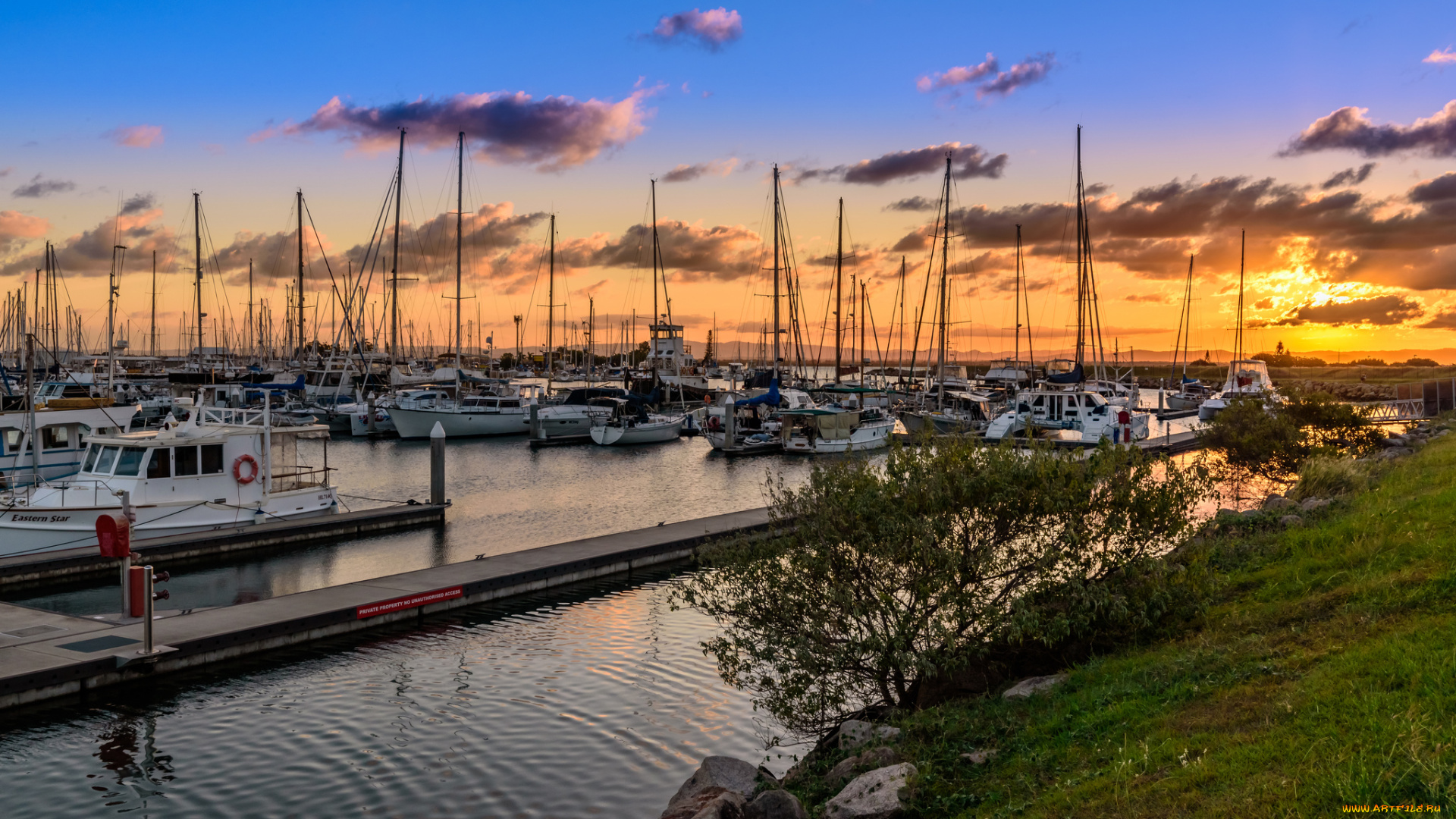 корабли, Яхты, рассвет
