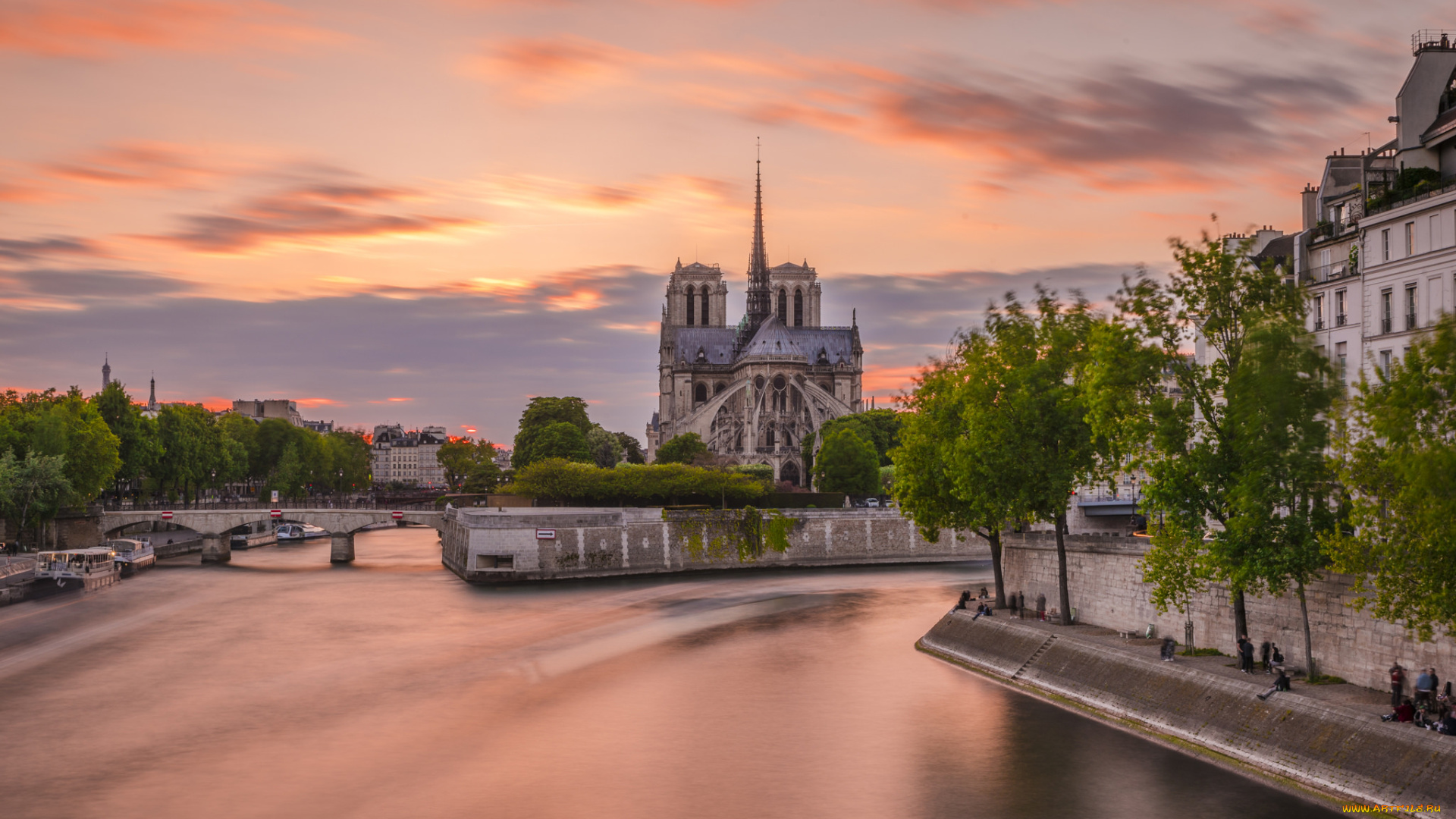 paris, города, париж, , франция, собор, река