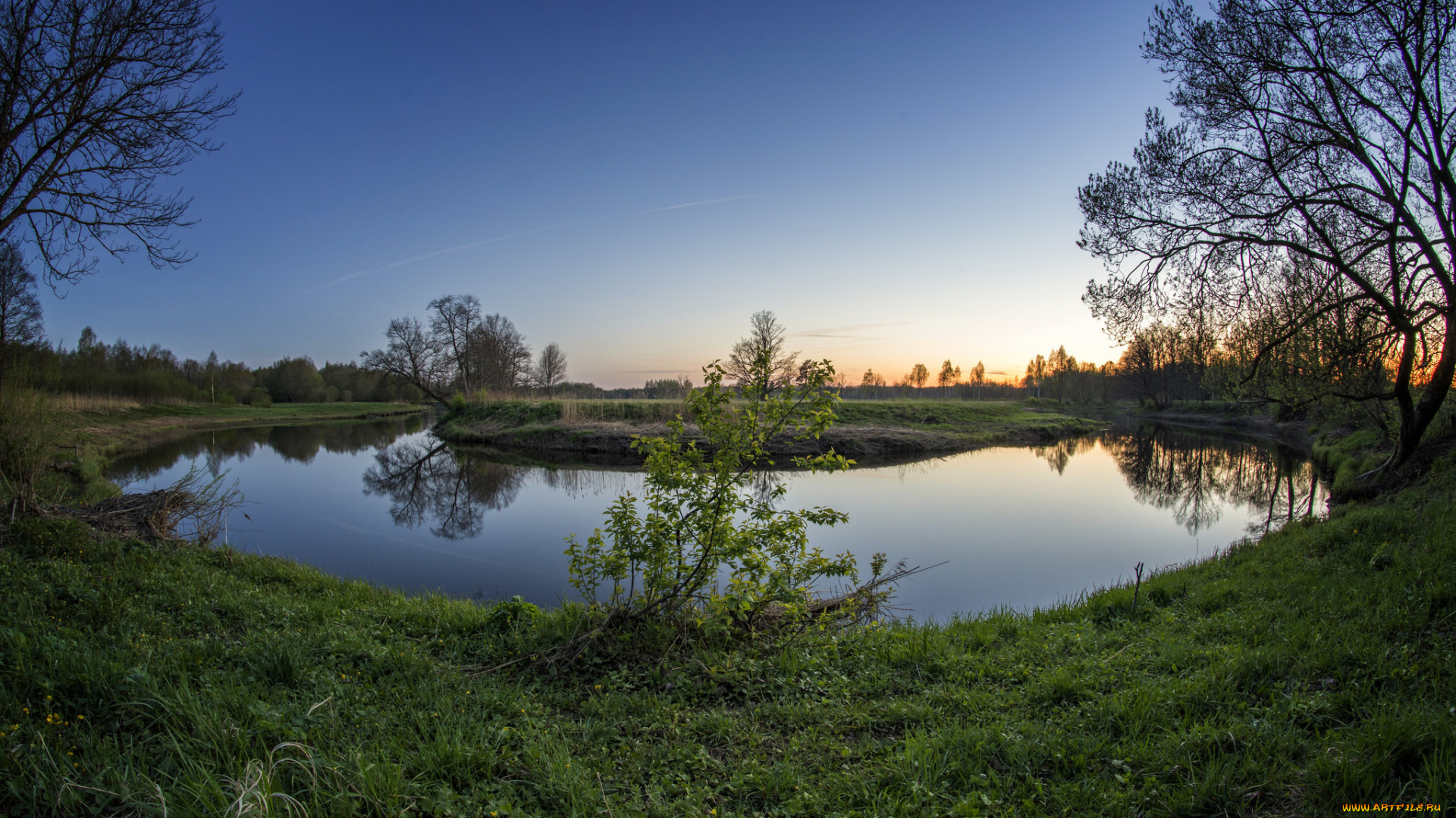 природа, реки, озера, рассвет