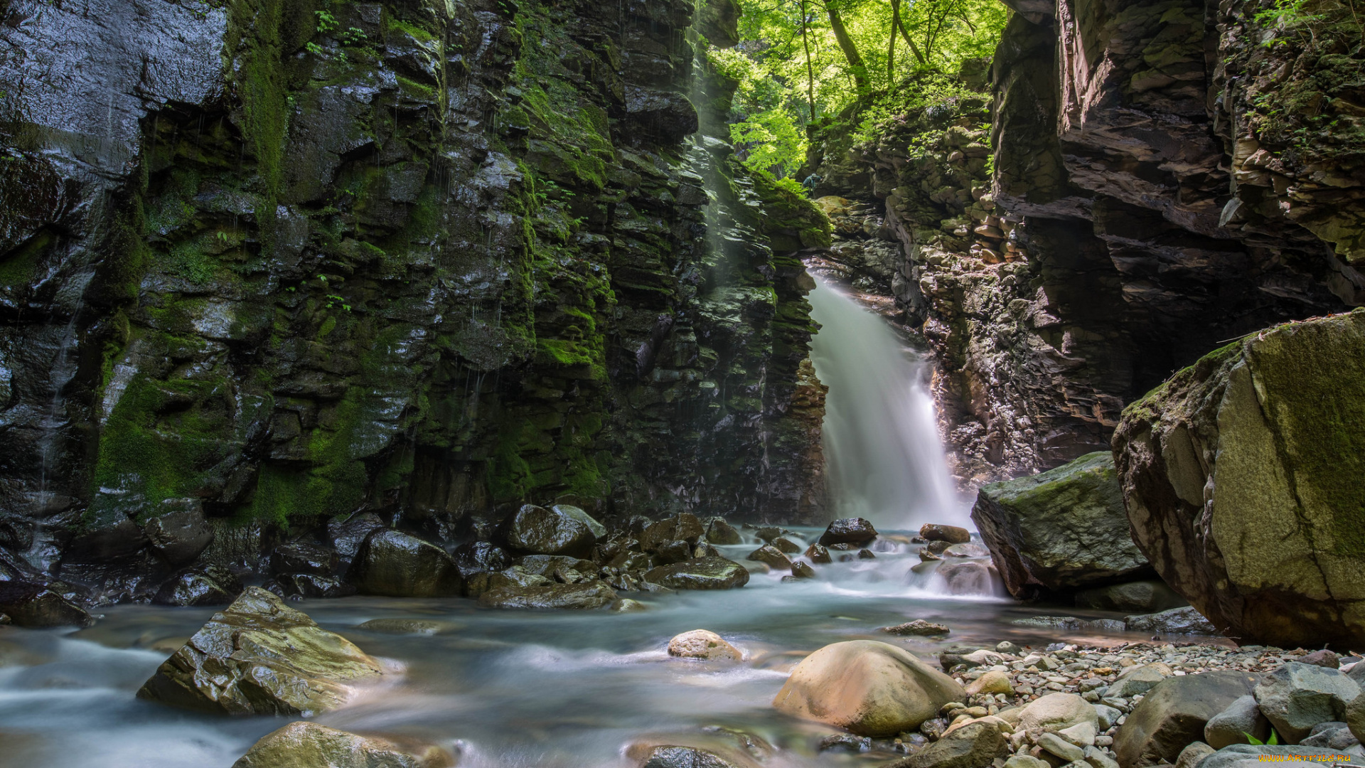 природа, водопады, лес, водопад, река
