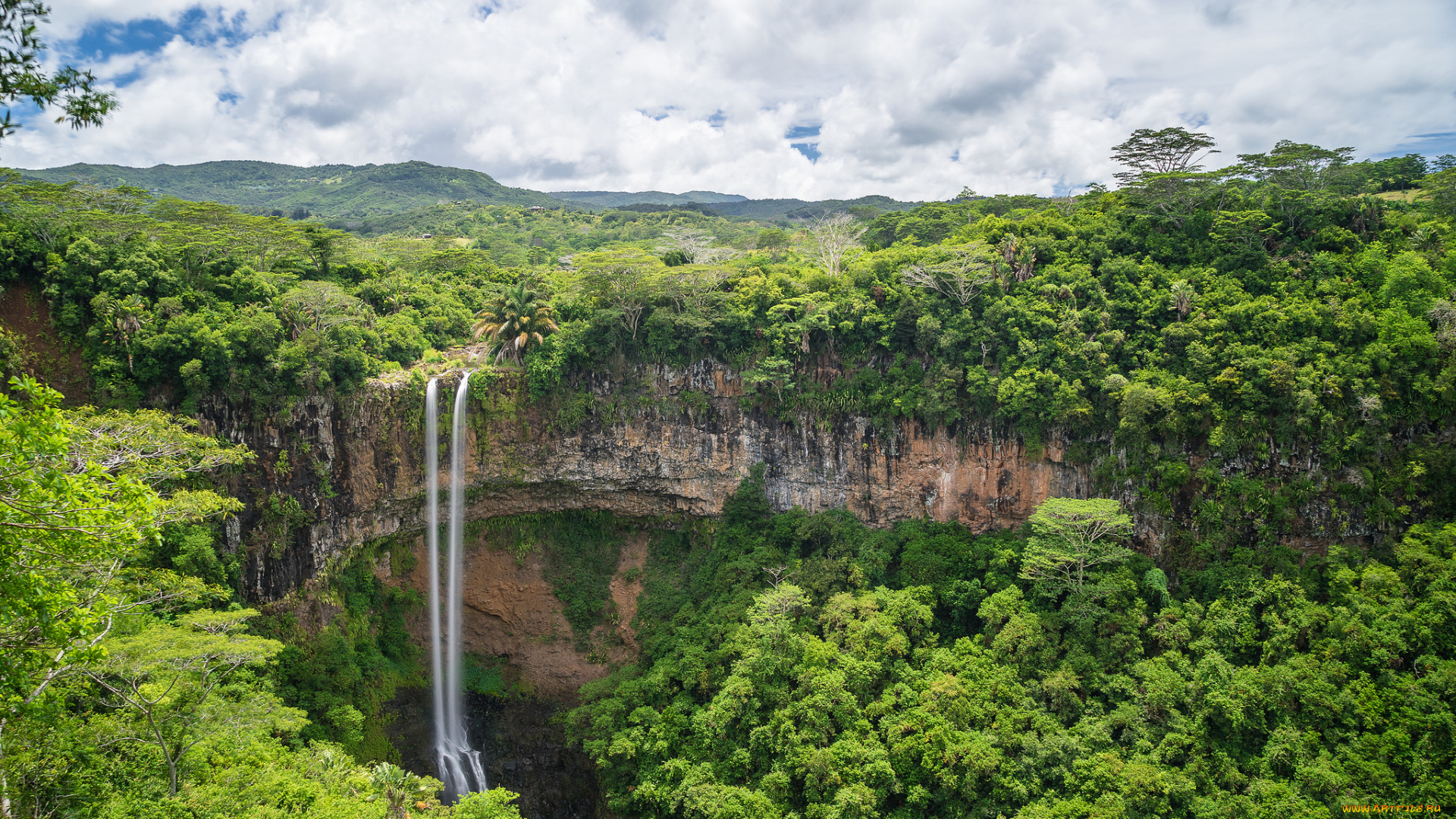 природа, водопады, обрыв