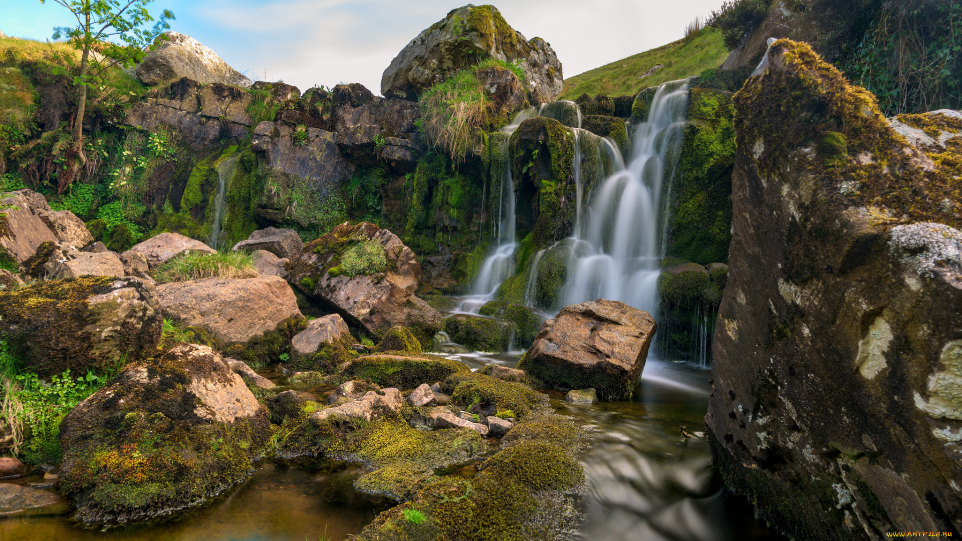 природа, водопады, обрыв