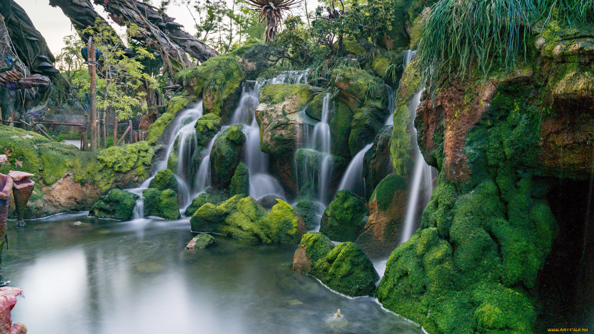 природа, водопады, водопад, река, лес