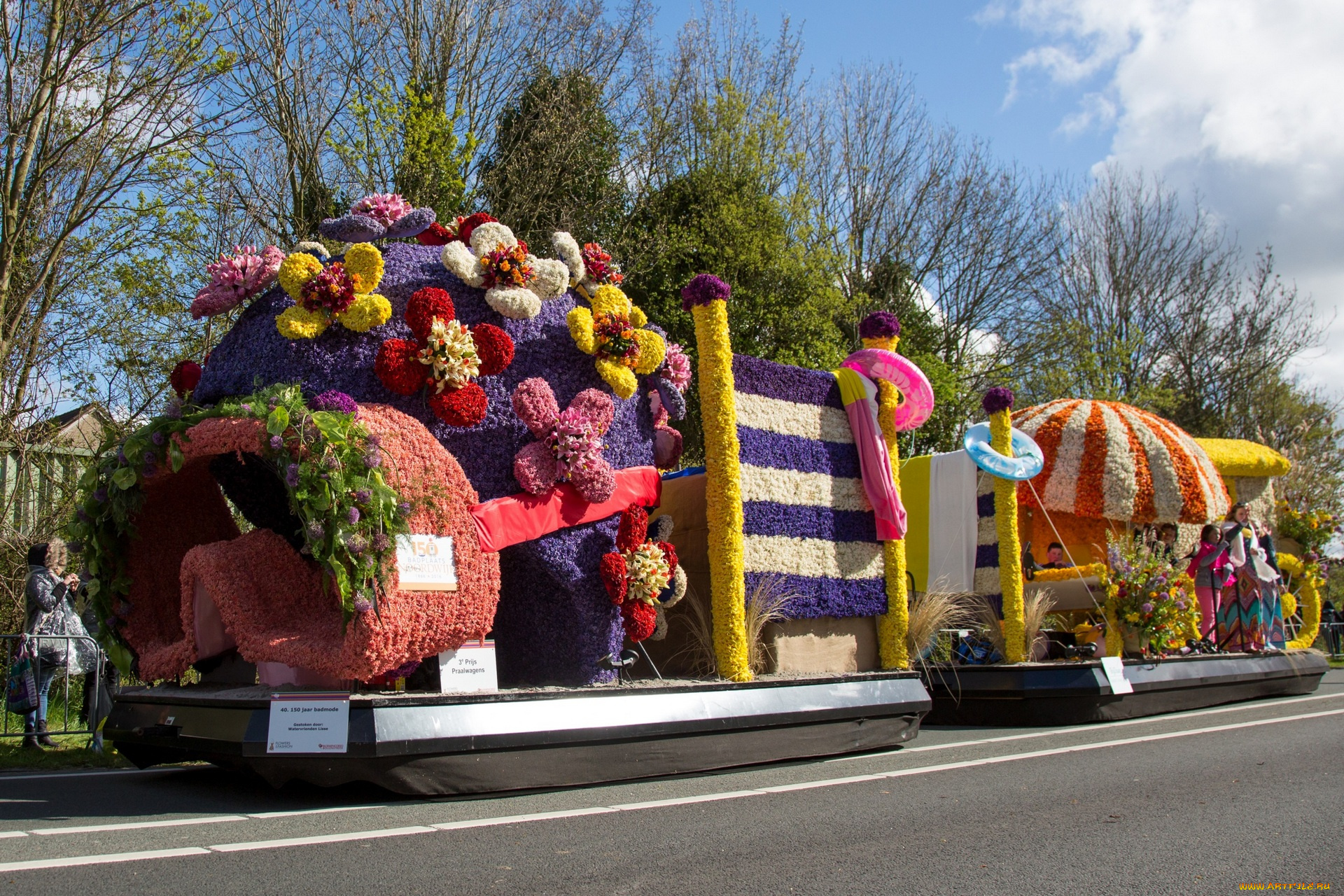 разное, садовые, и, парковые, скульптуры, асфальт, цветы, облака, деревья