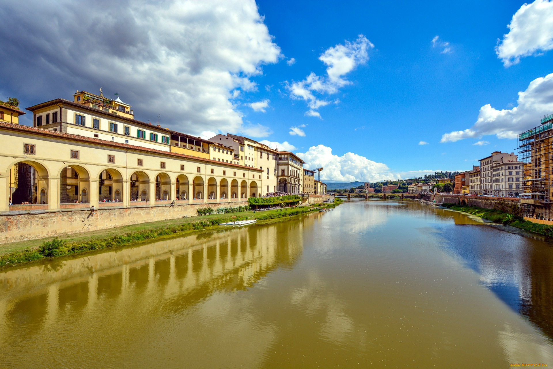 города, флоренция, , италия, arno, river