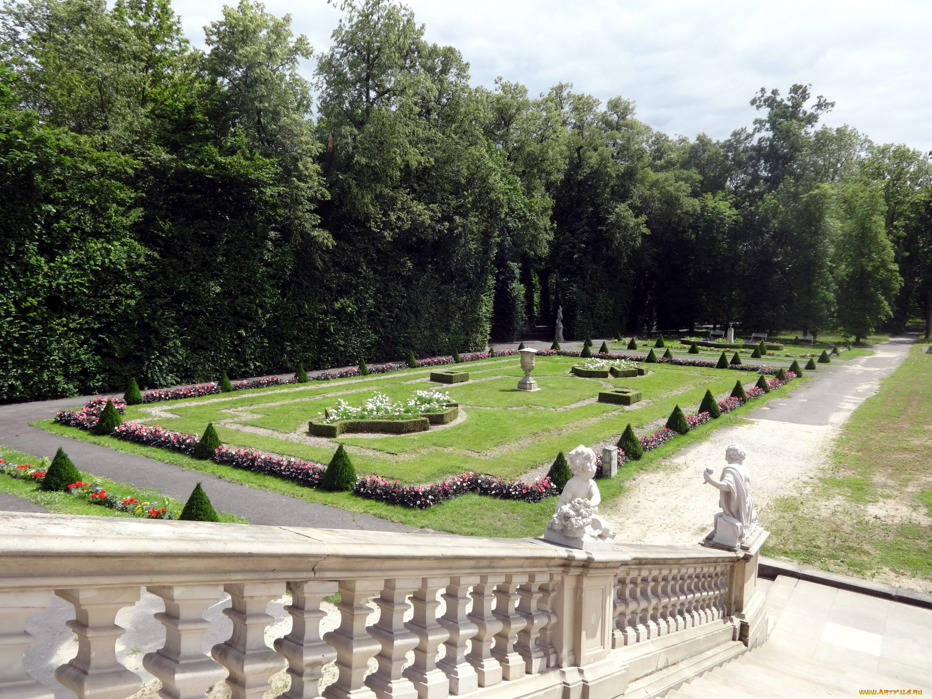 природа, парк, клумбы, аллеи, статуи
