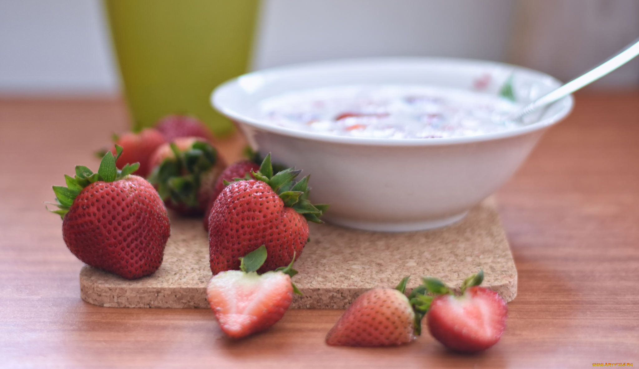 еда, клубника, , земляника, ложка, завтрак, тарелка