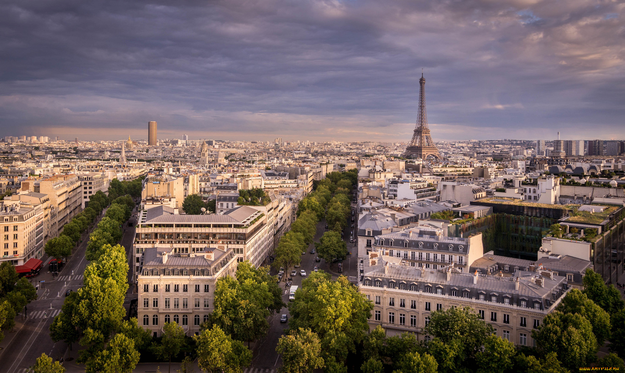 города, париж, , франция, панорама