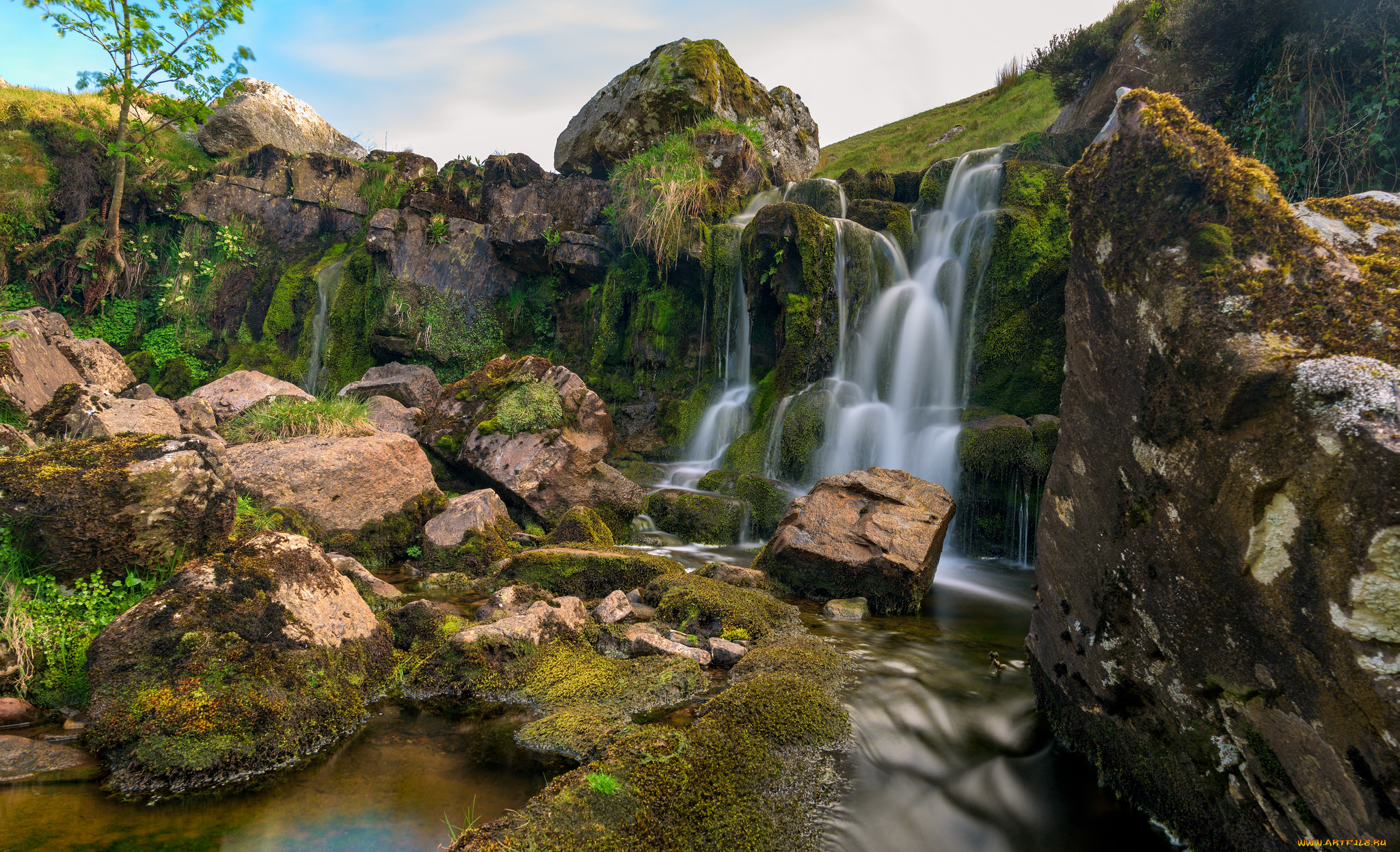 природа, водопады, обрыв