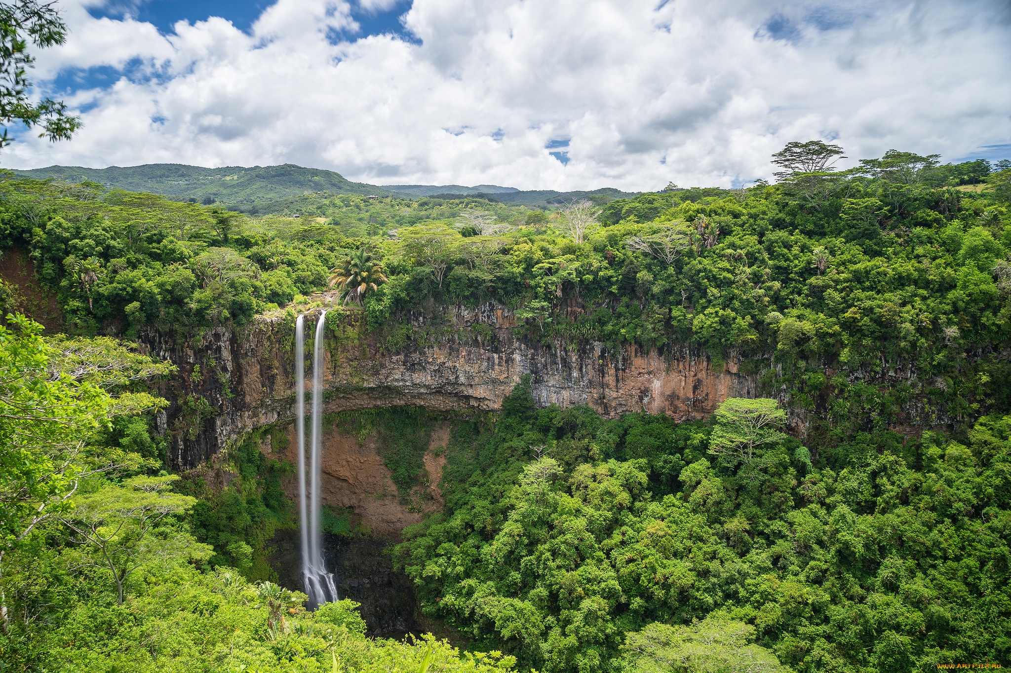 природа, водопады, обрыв