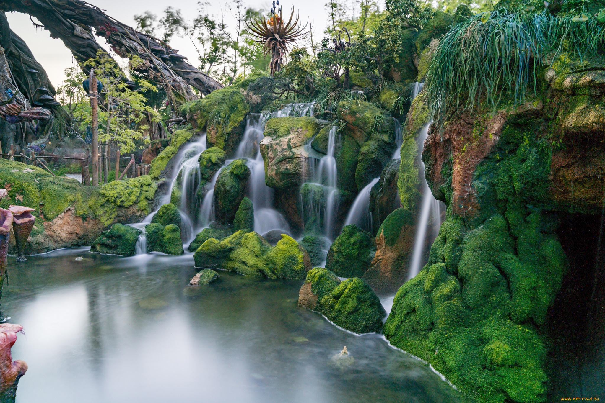 природа, водопады, водопад, река, лес