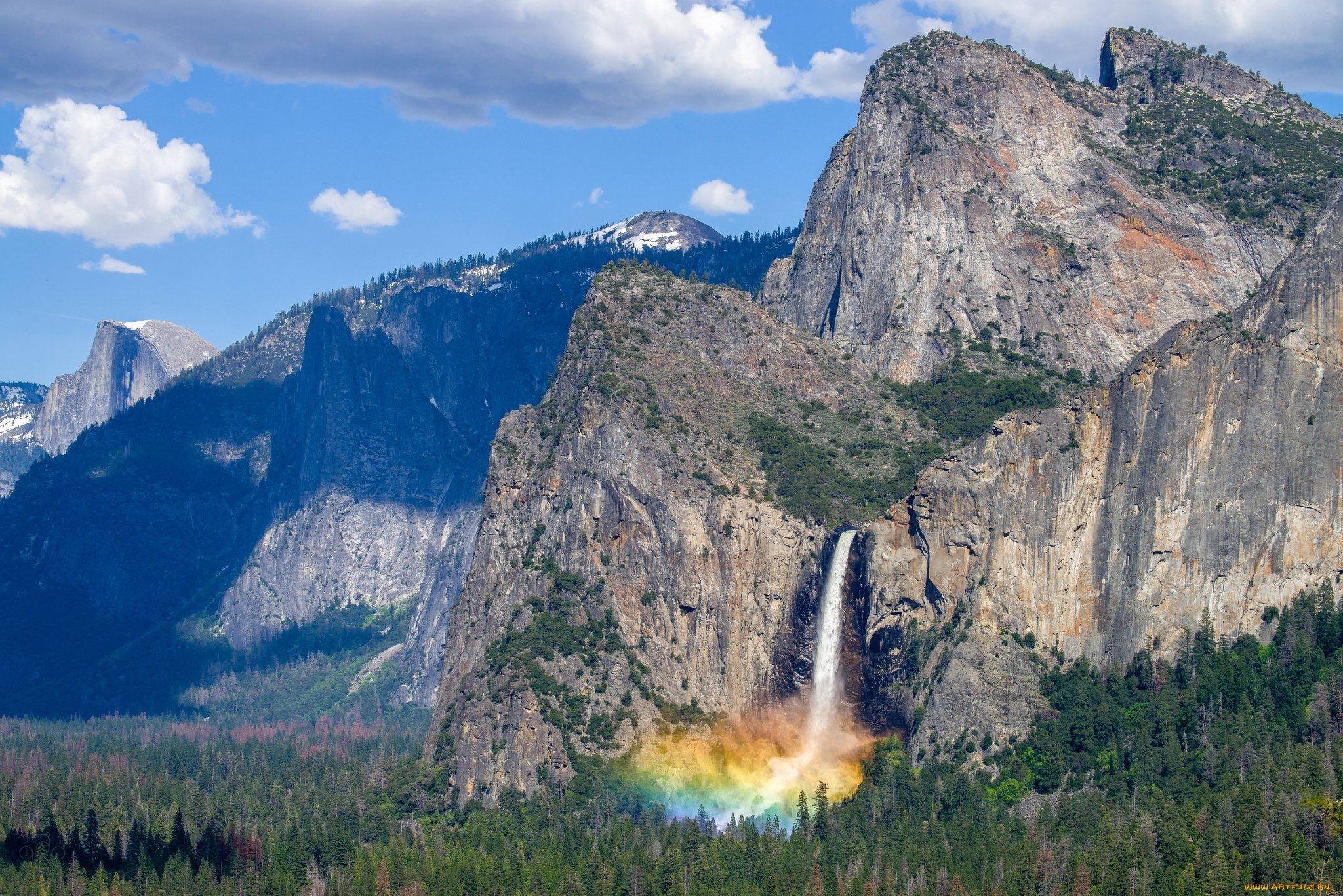 природа, водопады, водопад, река, лес