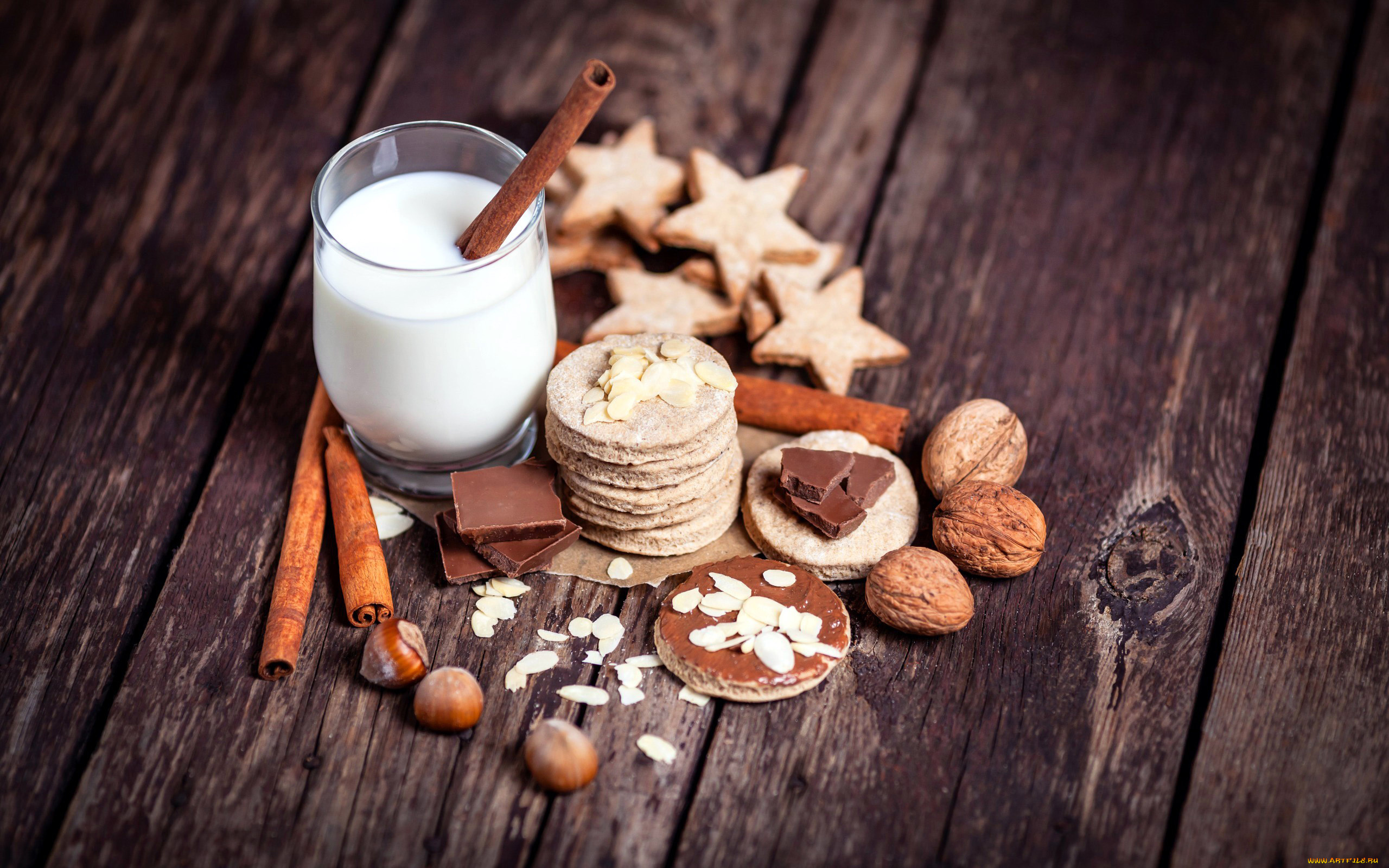 еда, пирожные, , кексы, , печенье, молоко, печенье, орехи, корица
