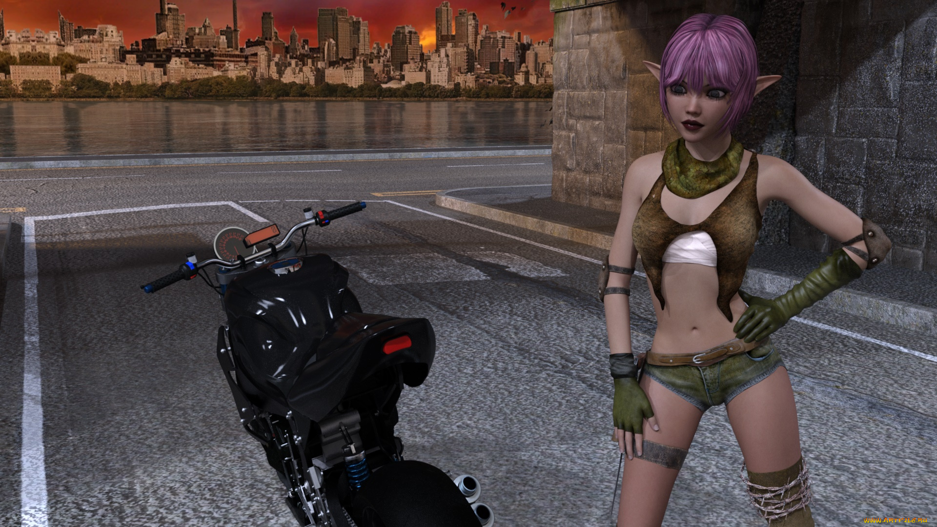 3д, графика, эльфы, , elves, взгляд, эльфийка, фон