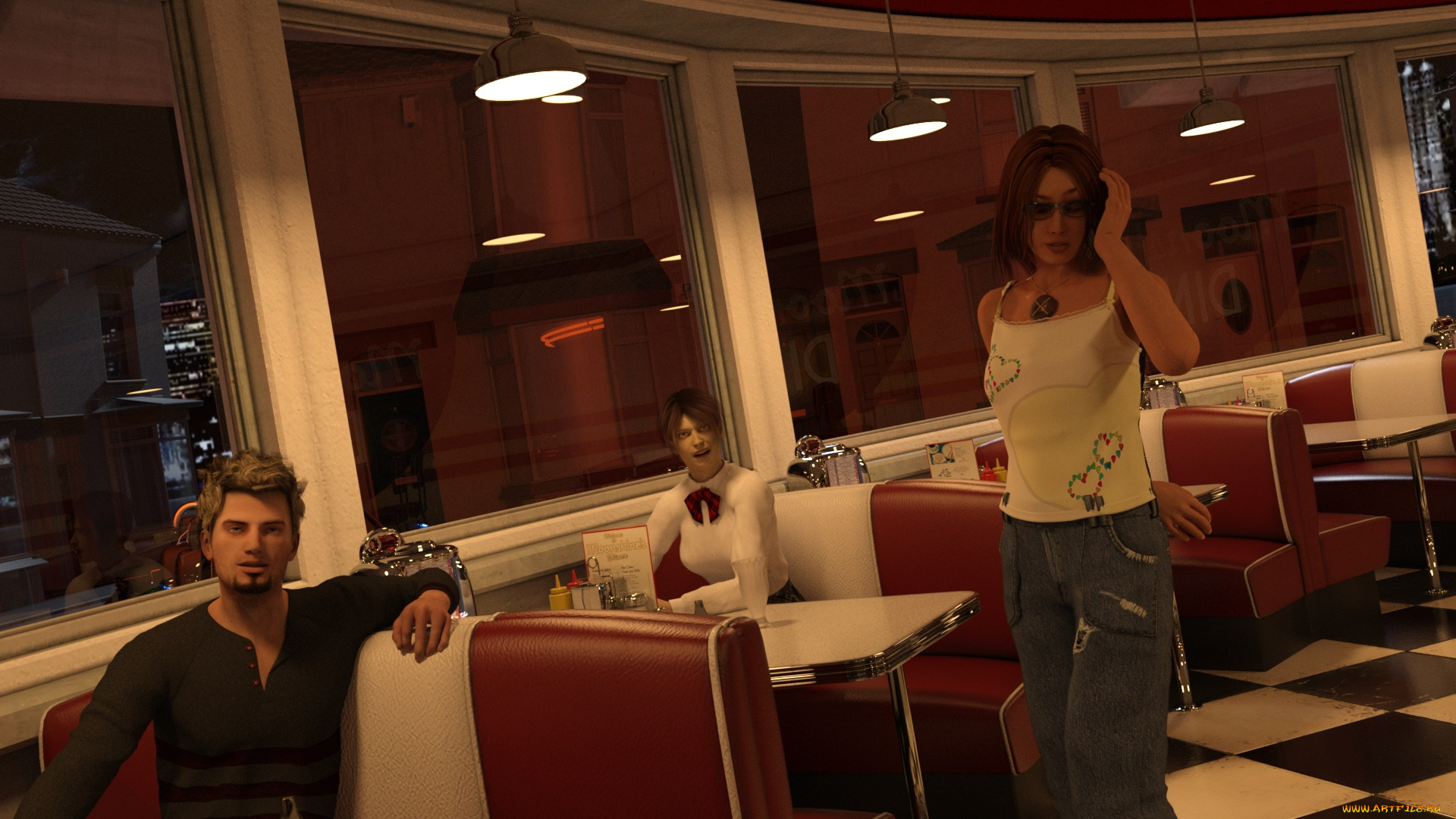 3д, графика, люди, , people, фон, взгляд, девушки