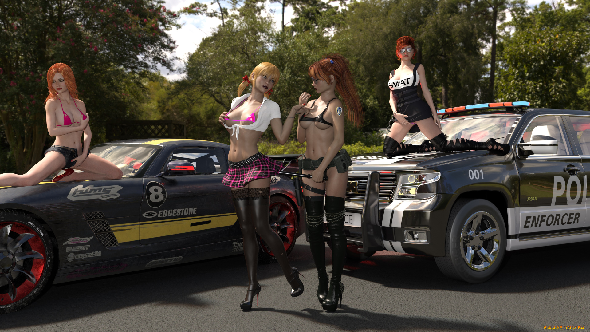 3д, графика, люди-авто, мото, , people-, car, , , moto, фон, взгляд, девушки