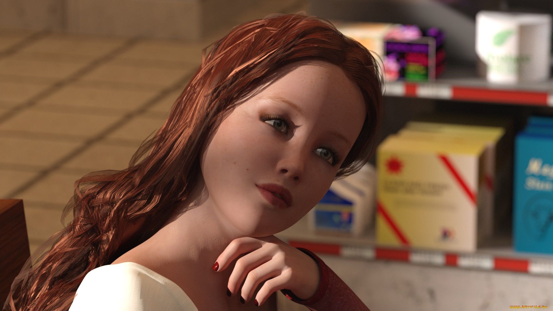 3д, графика, портрет, , portraits, фон, взгляд, девушка