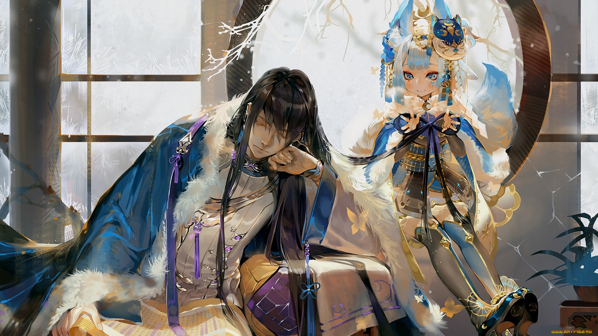 аниме, животные, , существа, парень, девочка