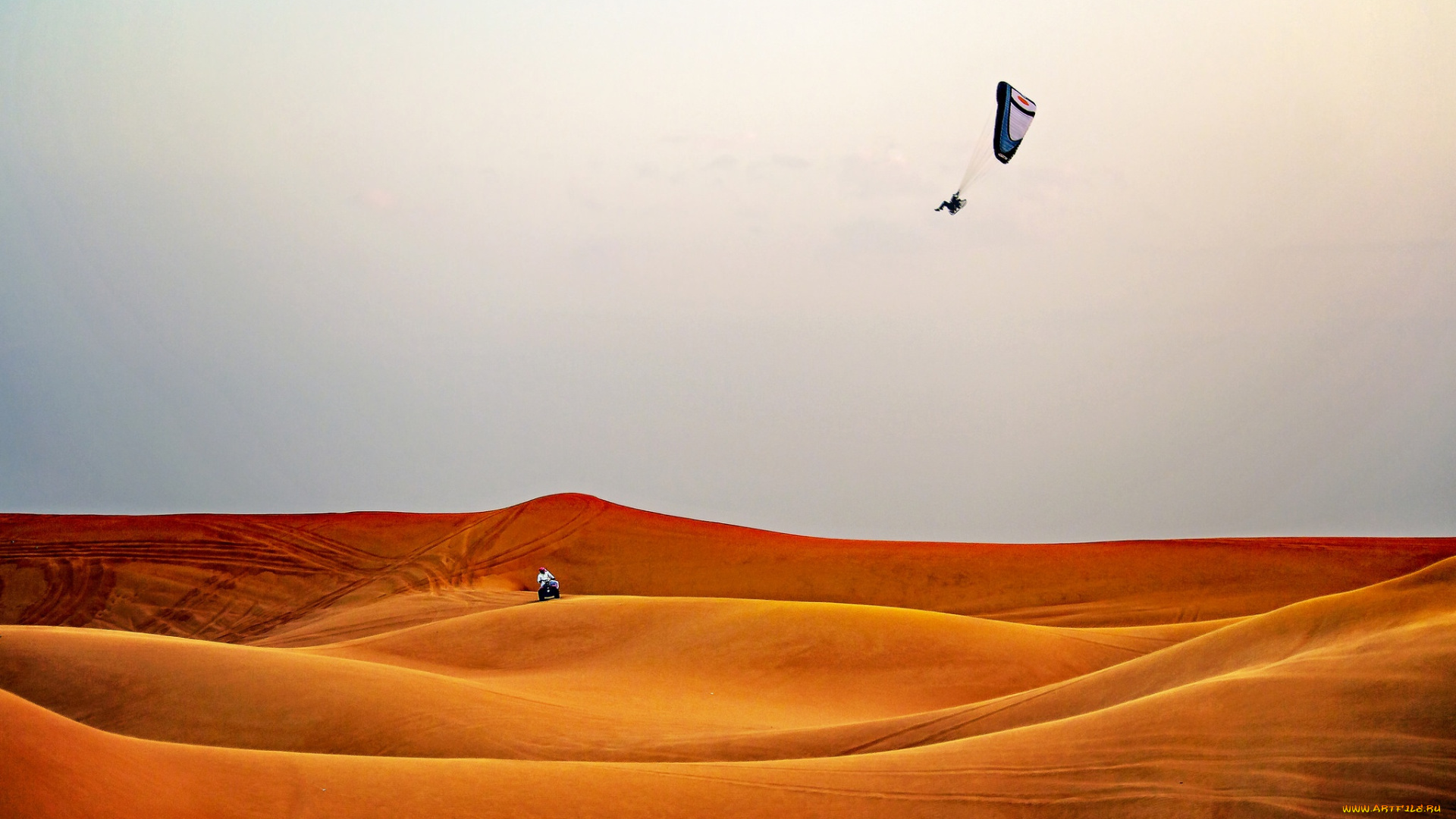 спорт, экстрим, paragliding, man, desert, extreme, sport