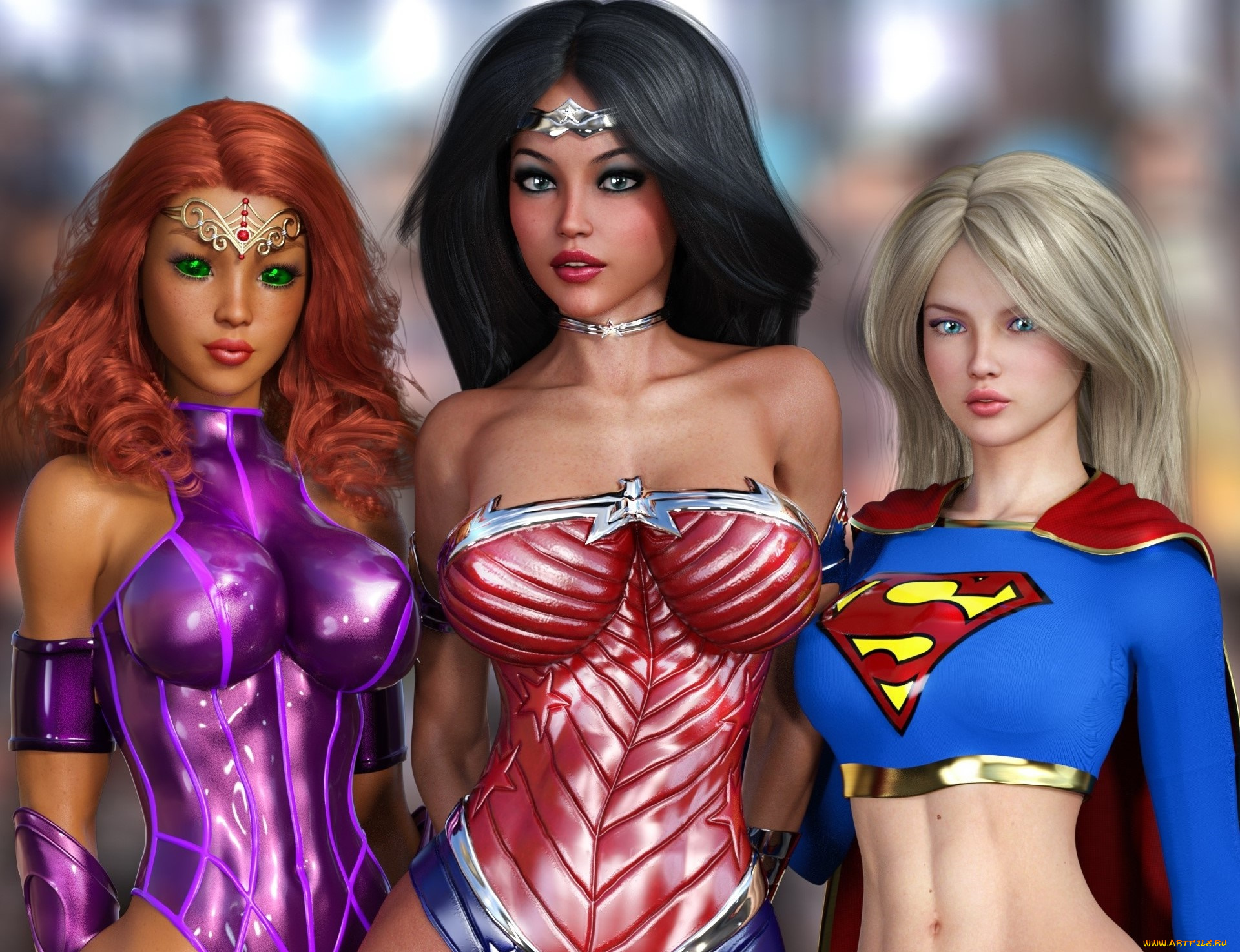 3д, графика, фантазия, , fantasy, девушки, взгляд, фон