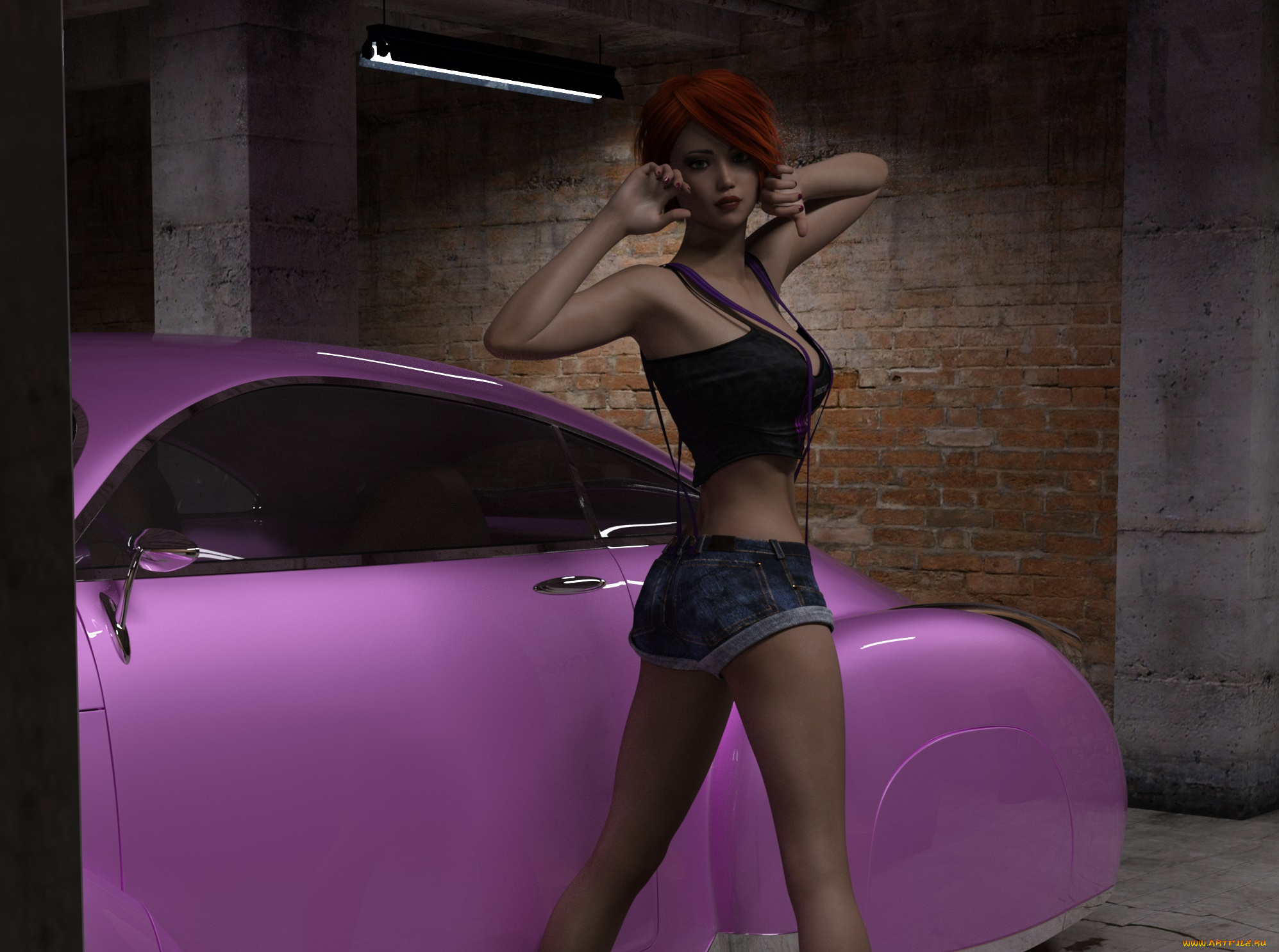 3д, графика, люди-авто, мото, , people-, car, , , moto, фон, взгляд, девушка