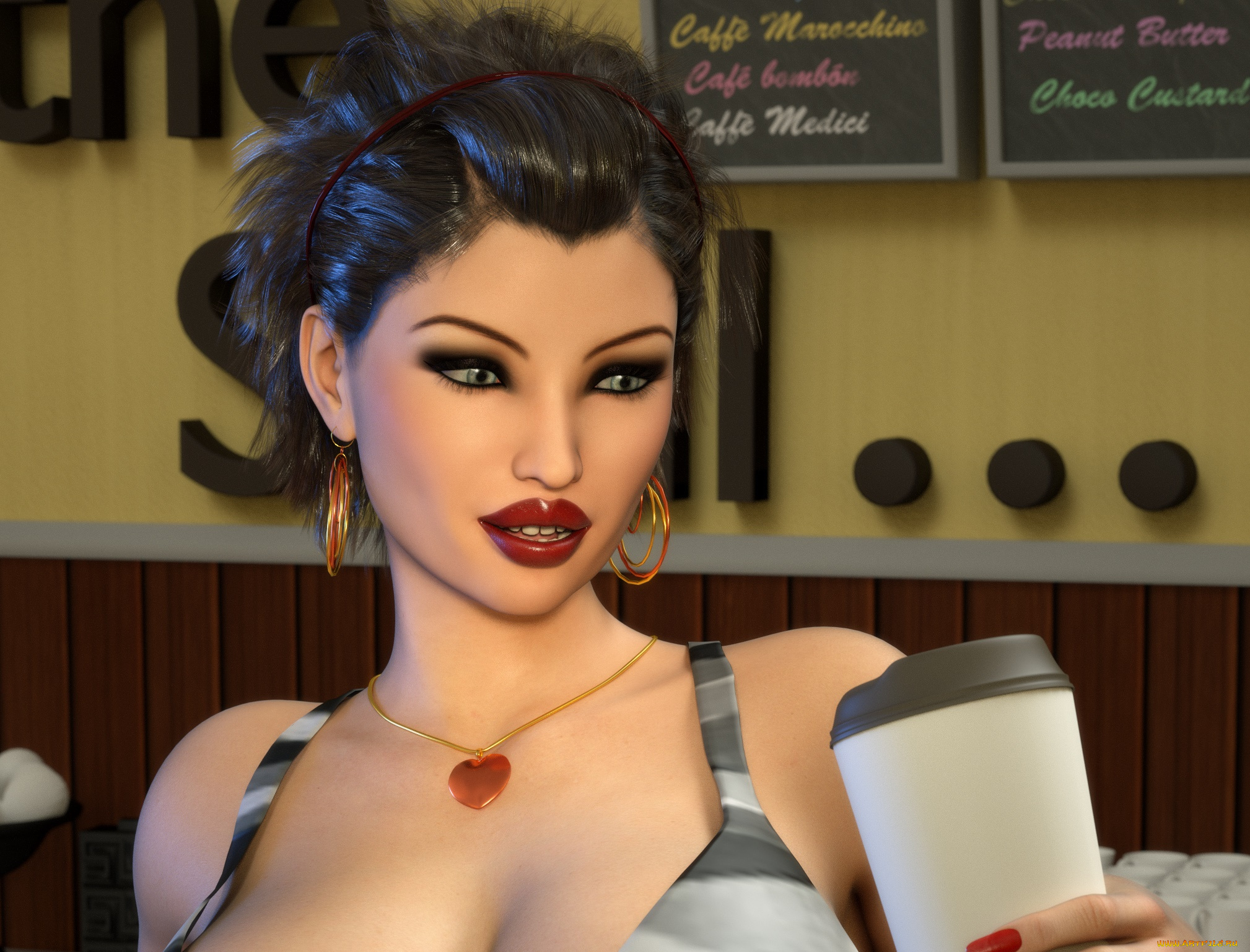 3д, графика, портрет, , portraits, фон, взгляд, девушка