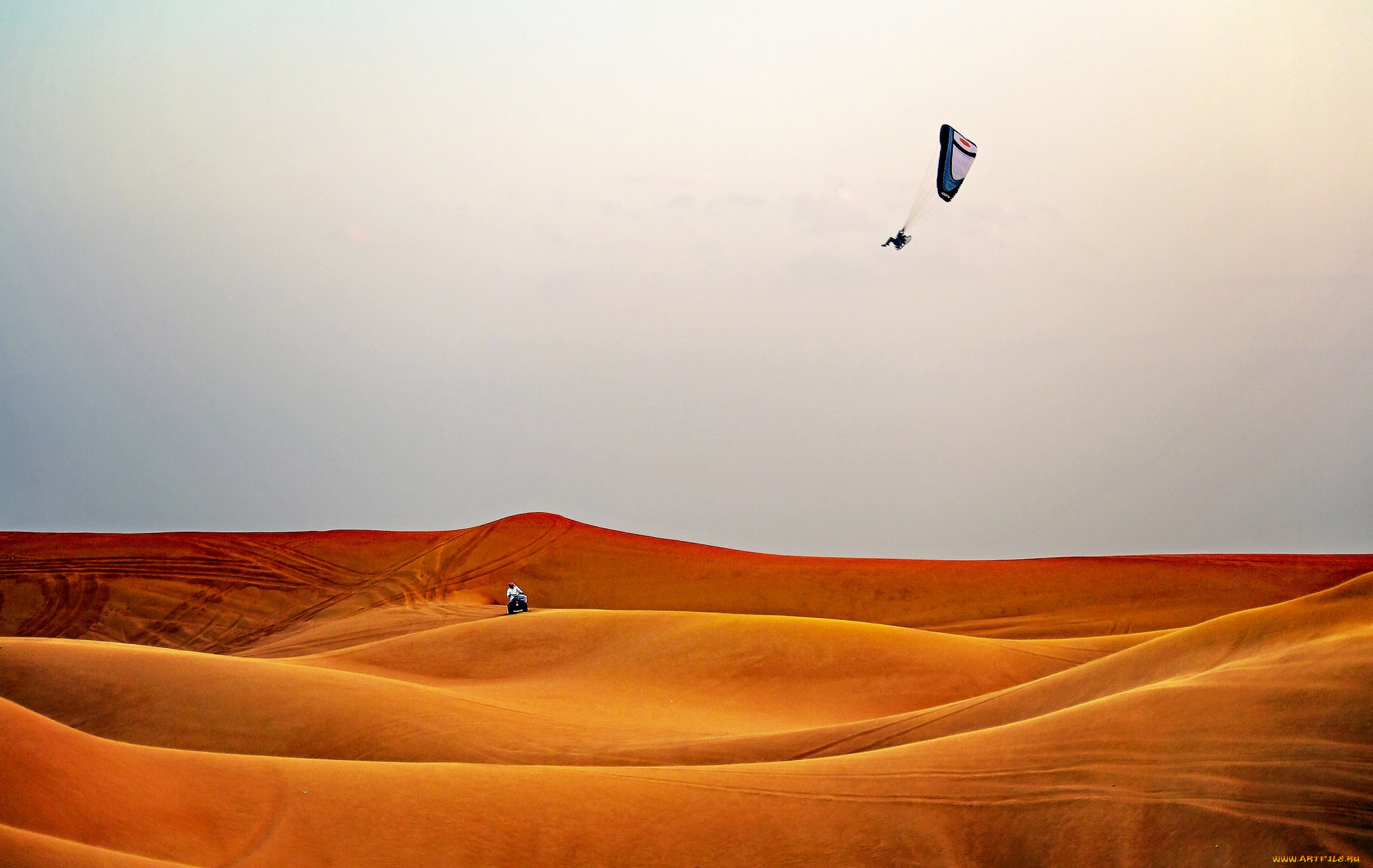 спорт, экстрим, paragliding, man, desert, extreme, sport