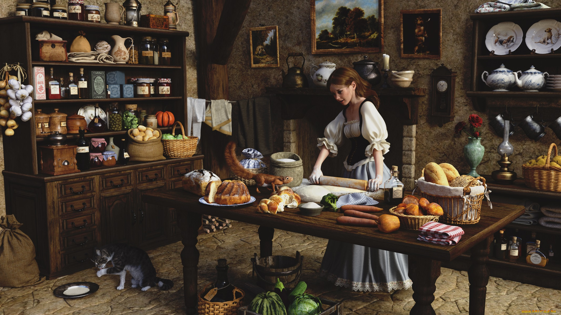 3д, графика, люди, и, животные, , people, and, animals, взгляд, фон, девушка