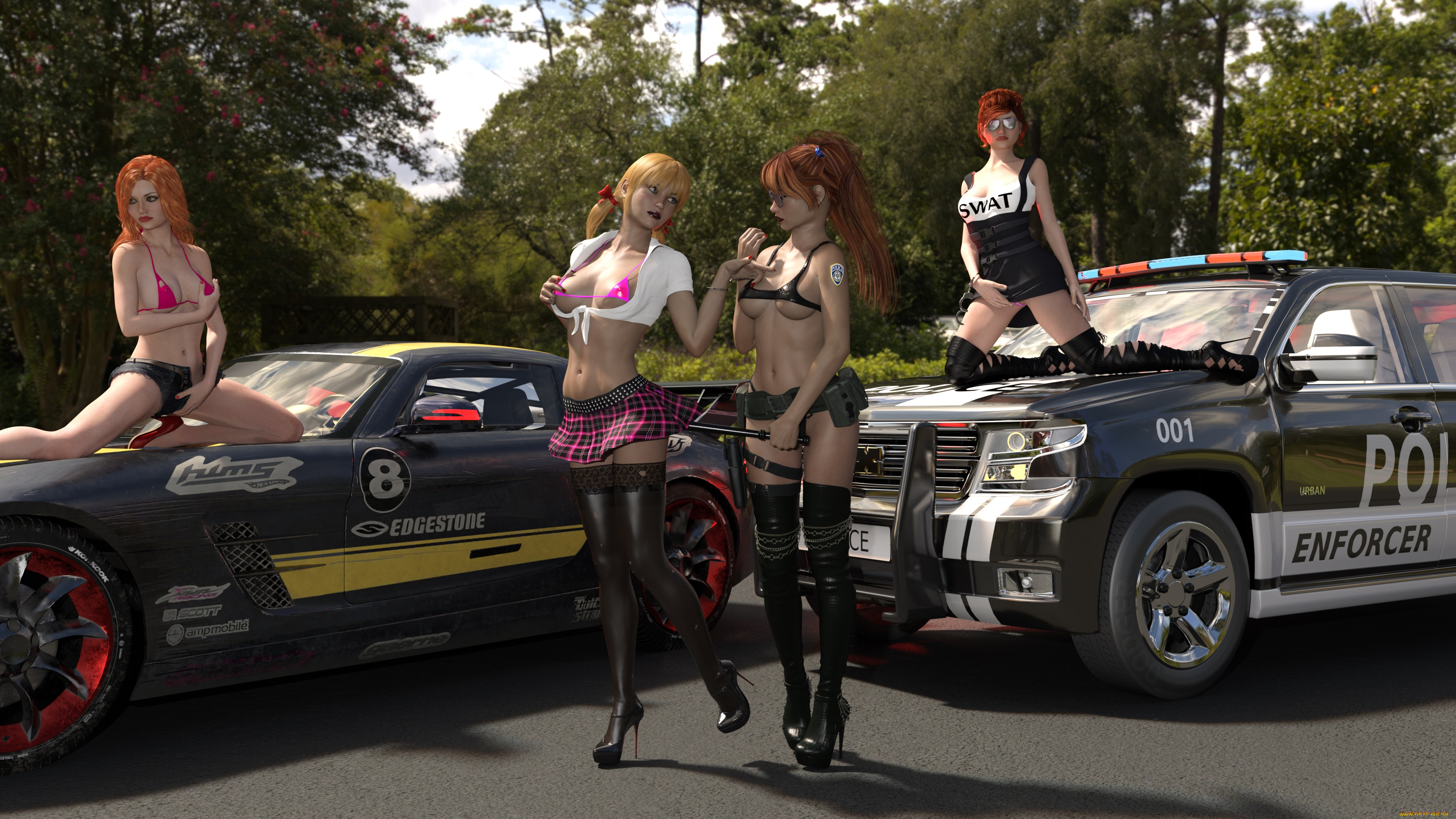 3д, графика, люди-авто, мото, , people-, car, , , moto, фон, взгляд, девушки