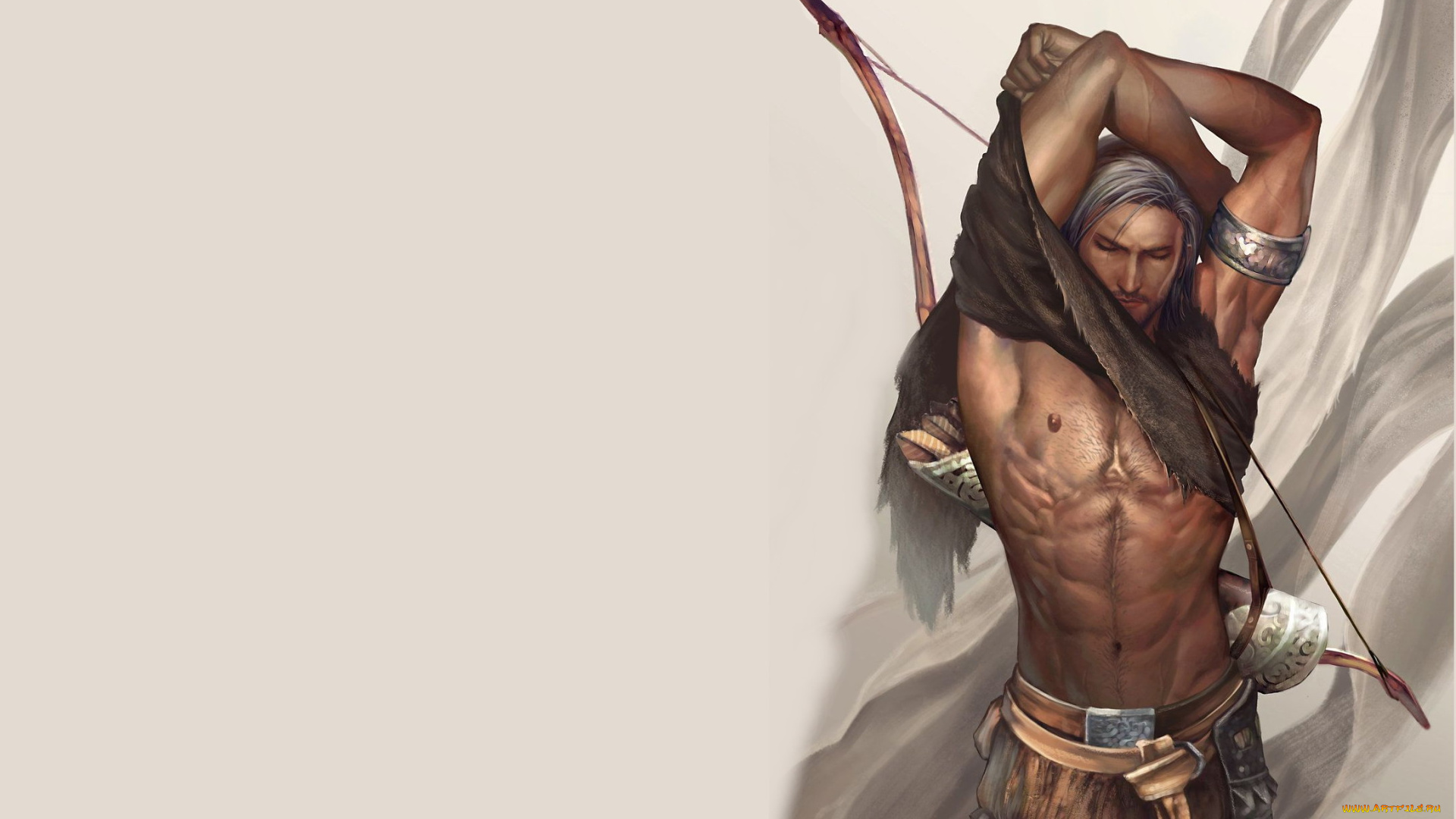 фэнтези, люди, колчан, лук, мужчина