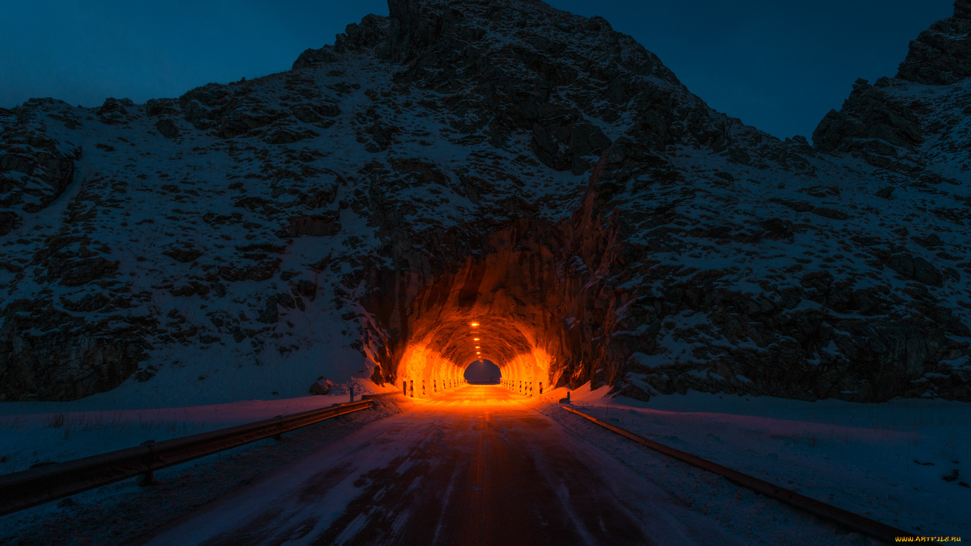 разное, транспортные, средства, и, магистрали, тоннель, свет, снег, горы, ночь