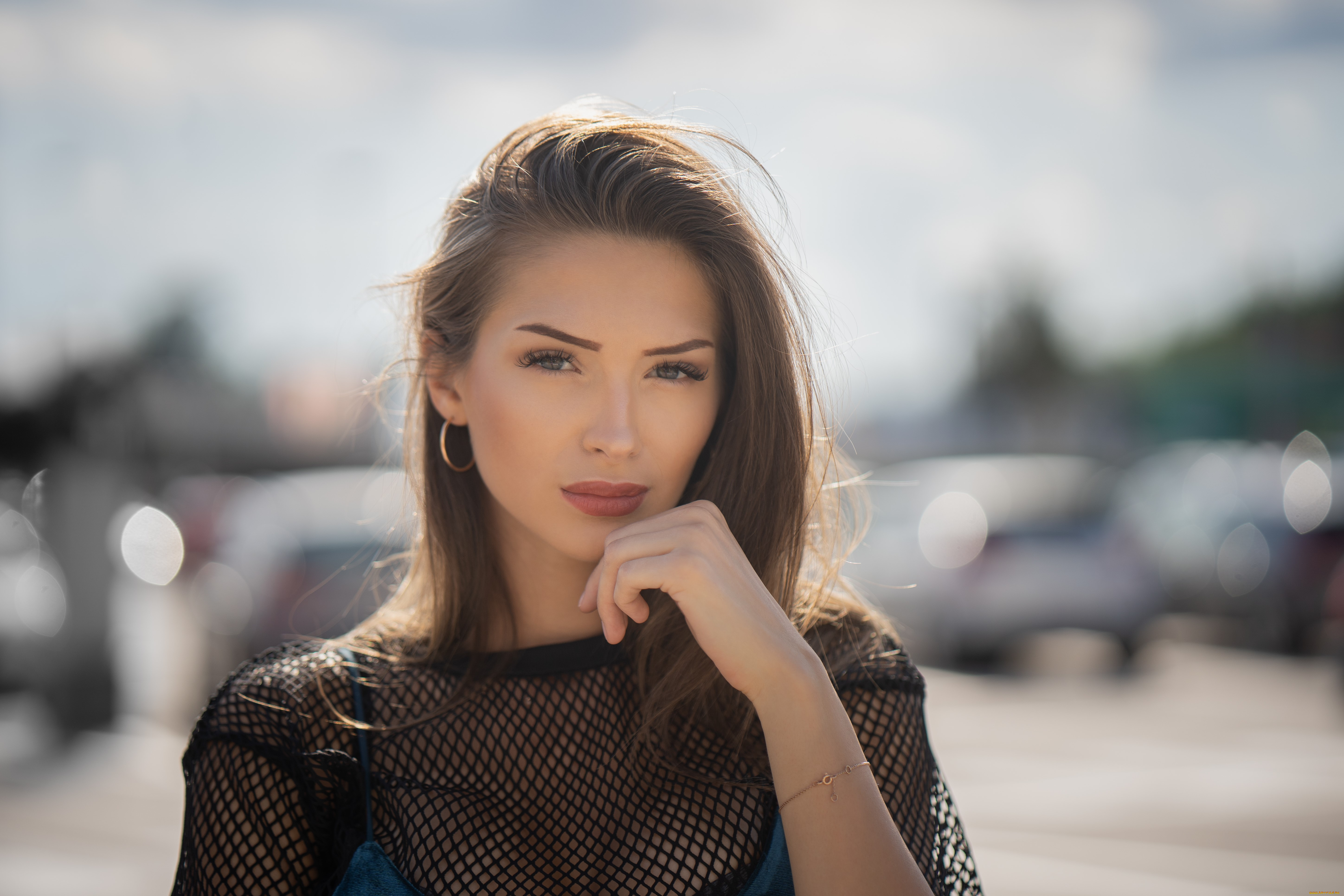 девушки, -, лица, , портреты, женщина, взгляд, макияж, портрет