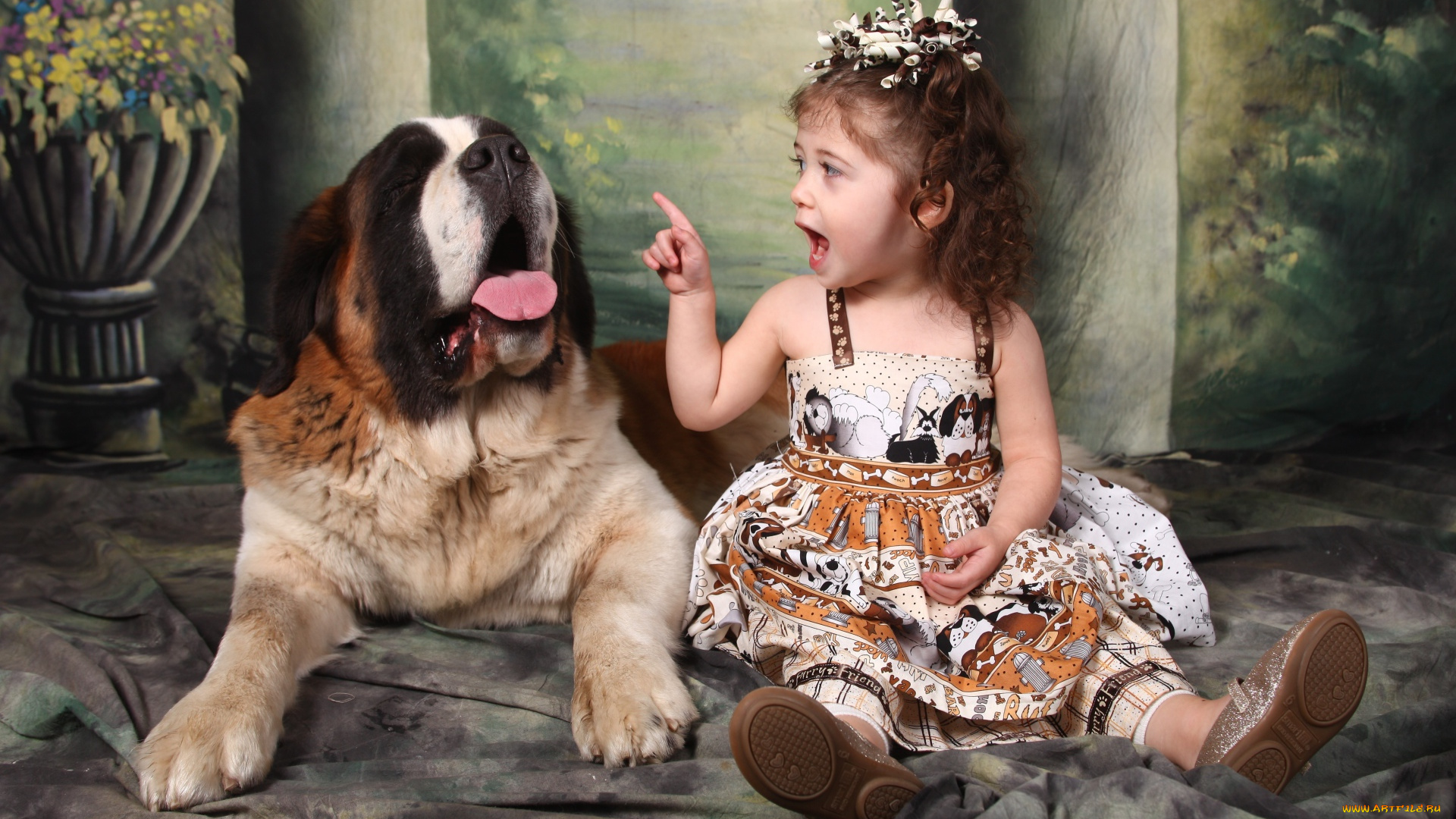 разное, дети, девочка, собака
