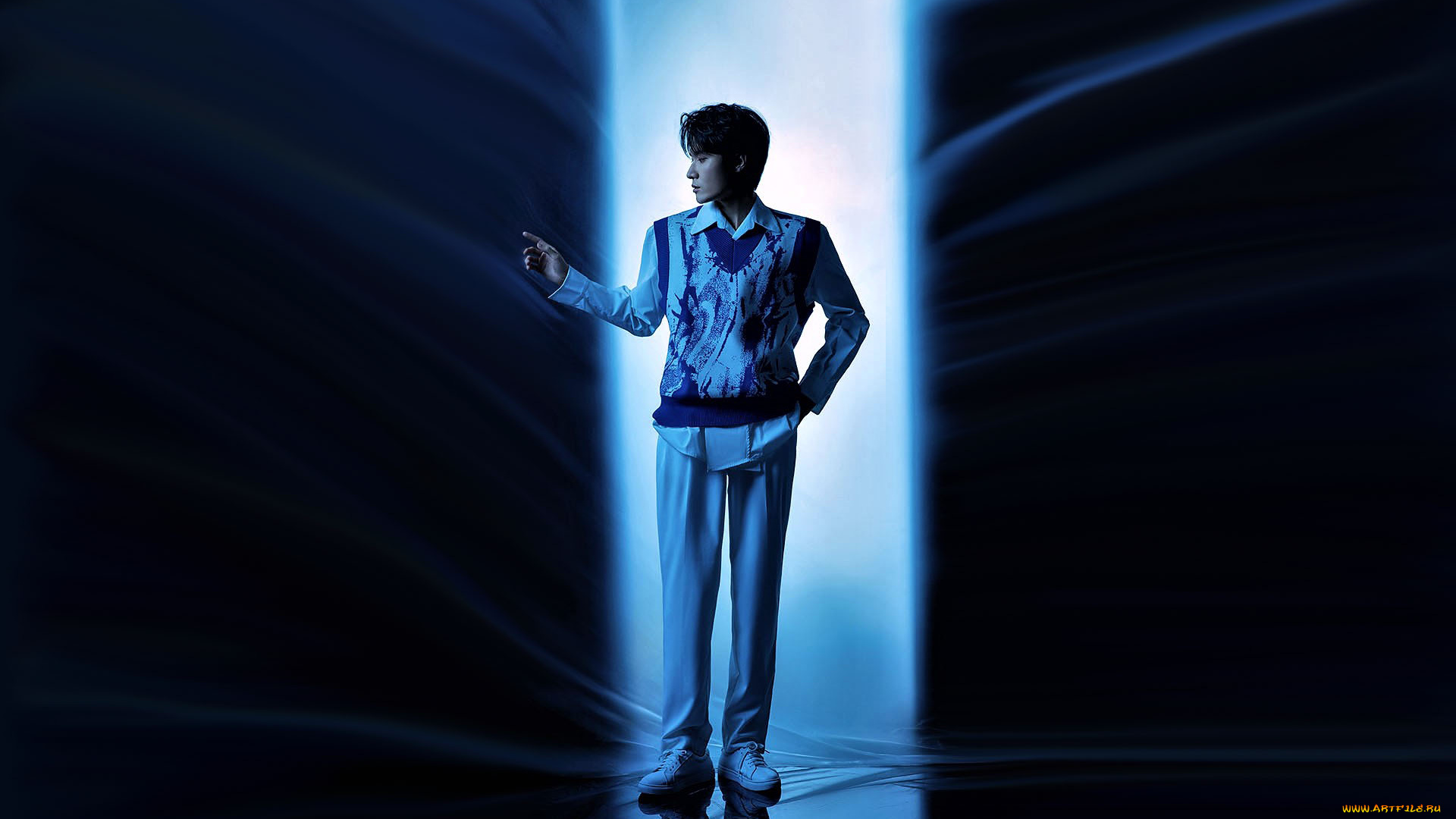 мужчины, liu, haikuan, актер, рубашка, жилет