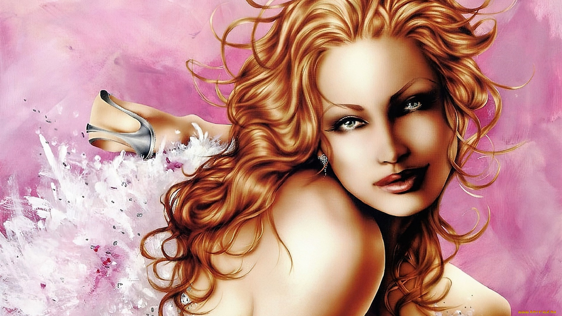 рисованное, люди, девушка, блондинка