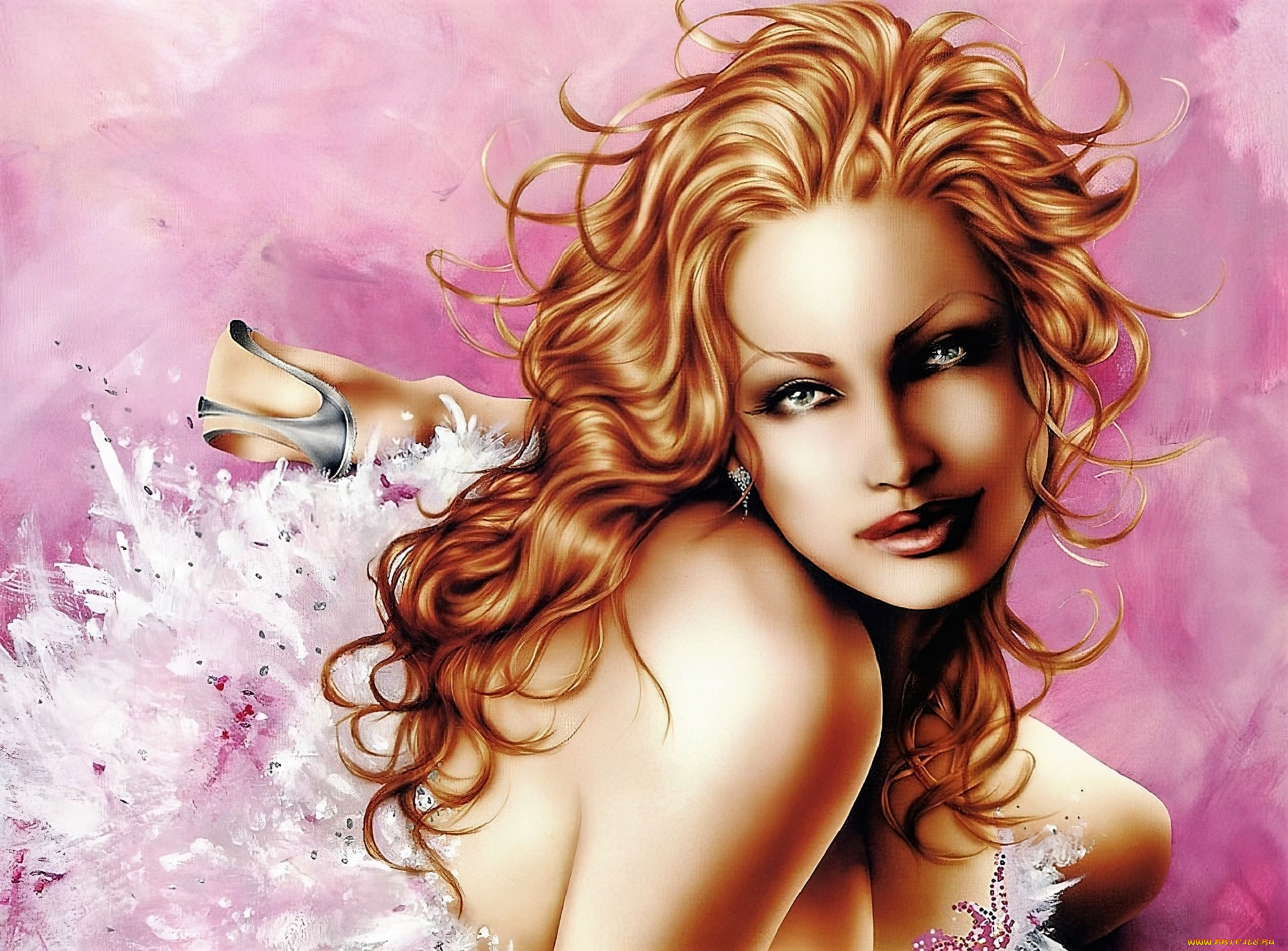 рисованное, люди, девушка, блондинка