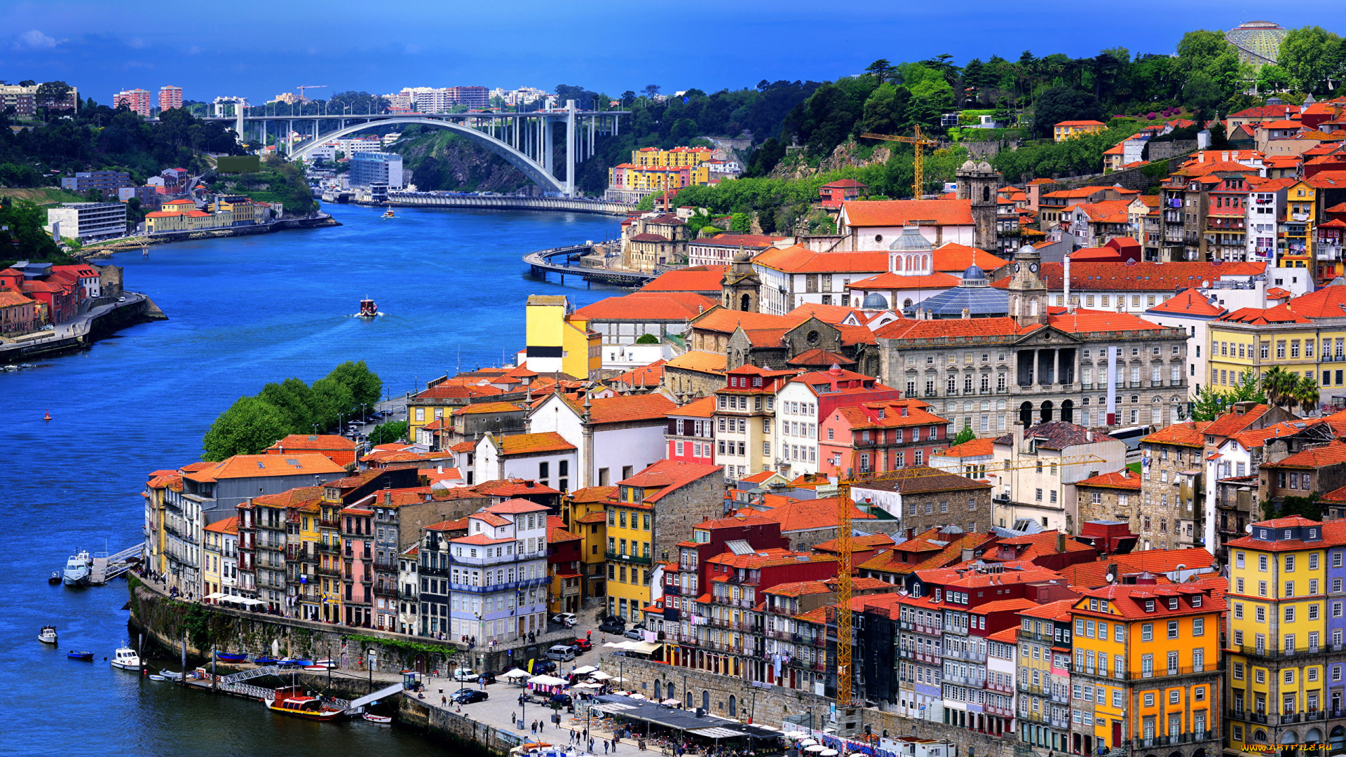 города, порту, , португалия, река, панорама, мост