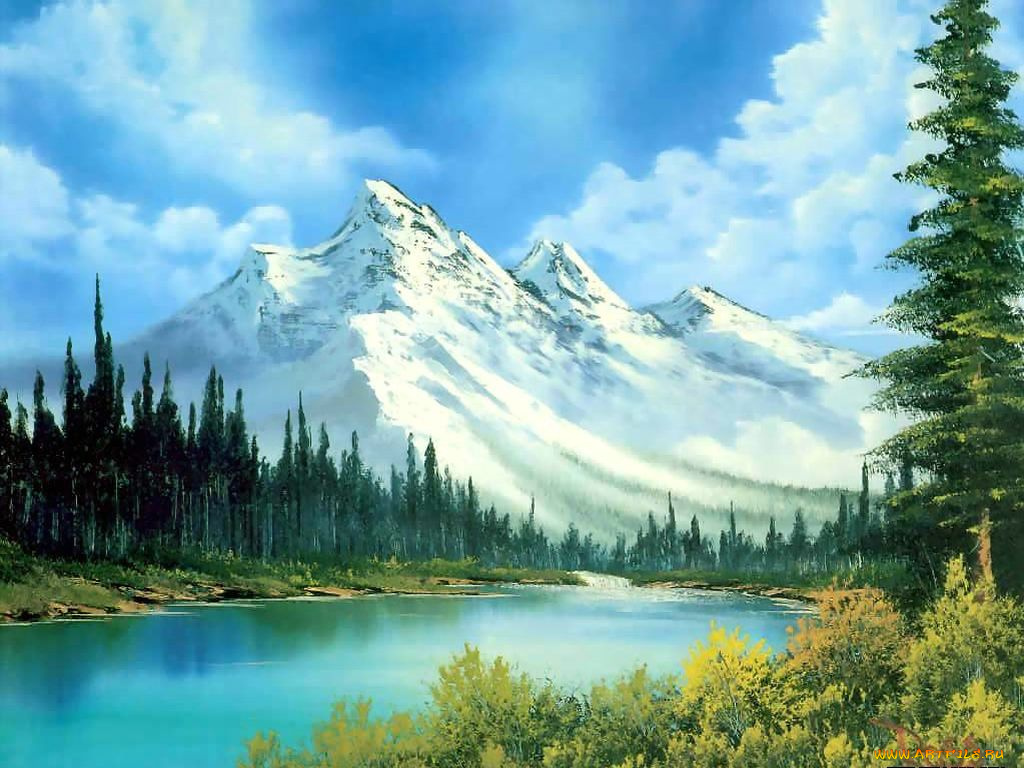 bob, ross, рисованные