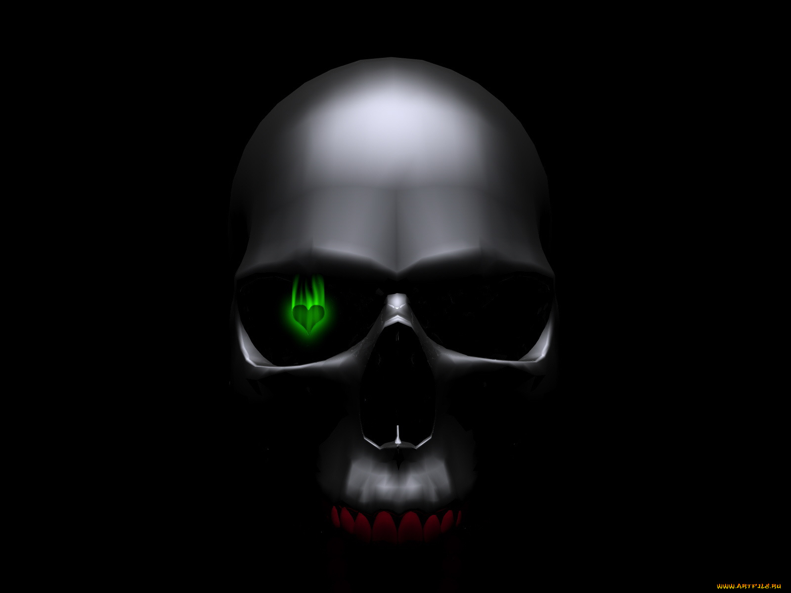 3д, графика, horror, ужас, сердечки, череп