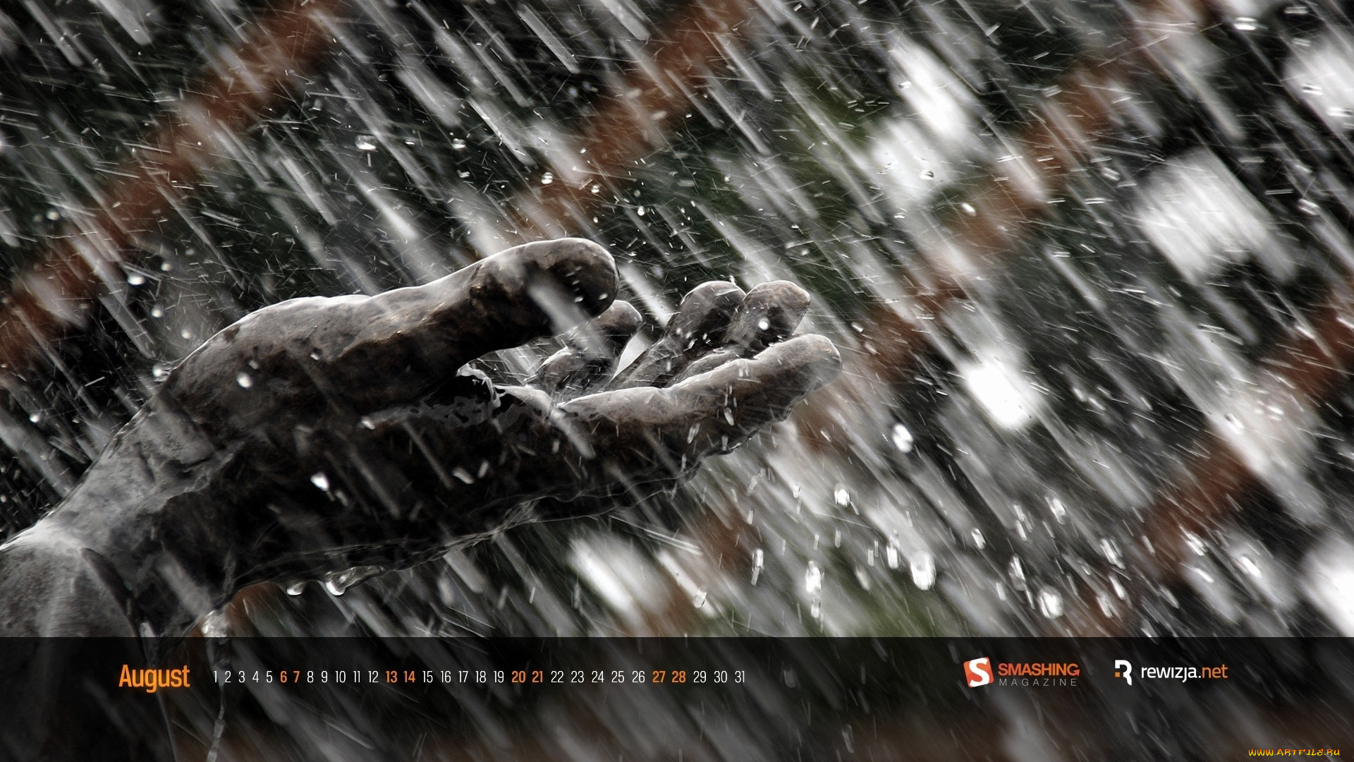 календари, другое, август, рука, дождь