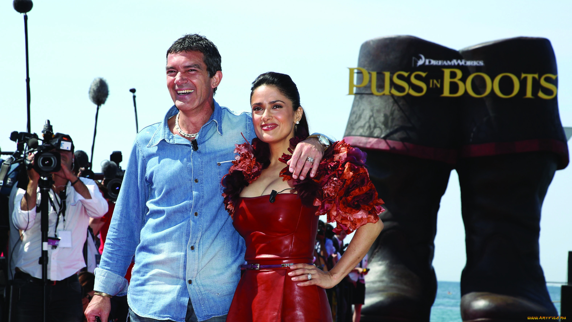 salma, hayek, and, antonio, banderas, разное, знаменитости