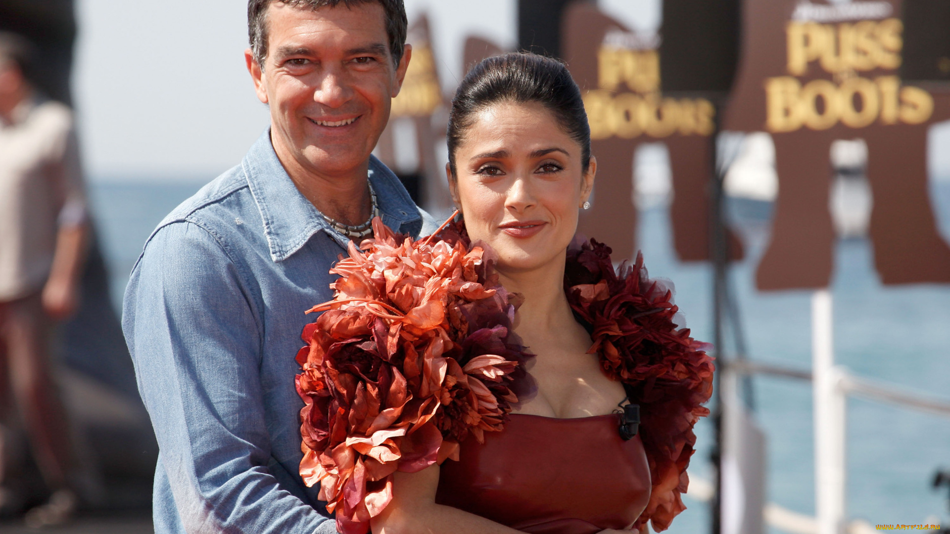 salma, hayek, and, antonio, banderas, разное, знаменитости