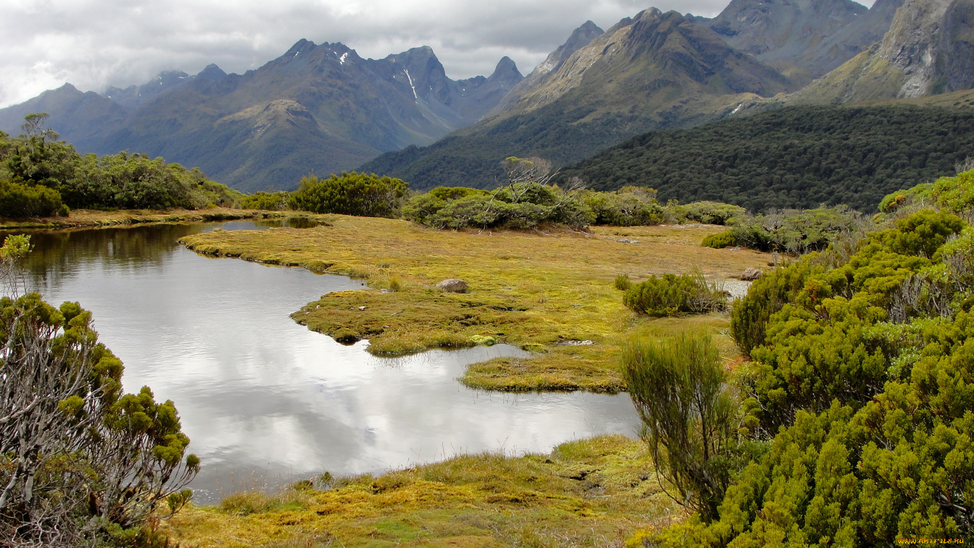 fiordland, national, park, новая, зеландия, природа, реки, озера, горы, озеро