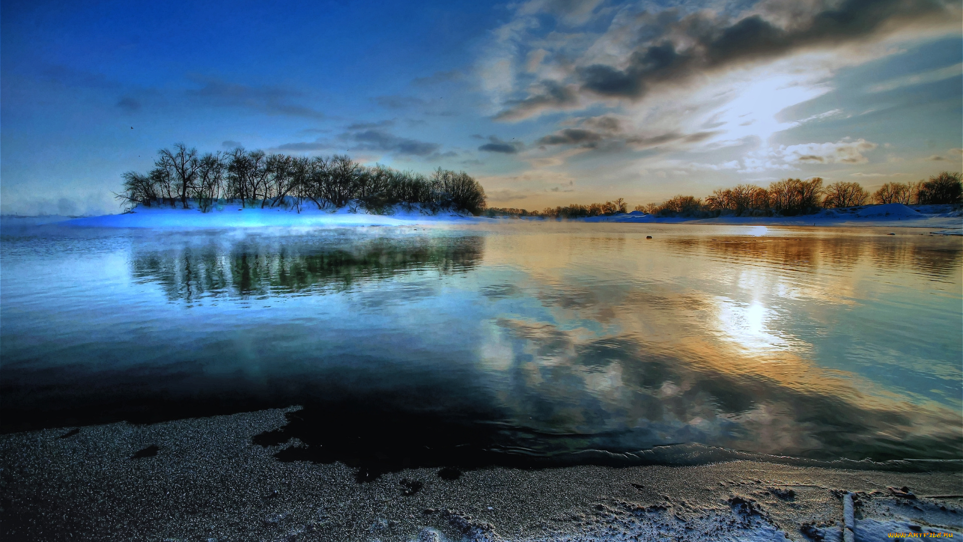mark, of, winter, природа, реки, озера, деревья, остров, озеро