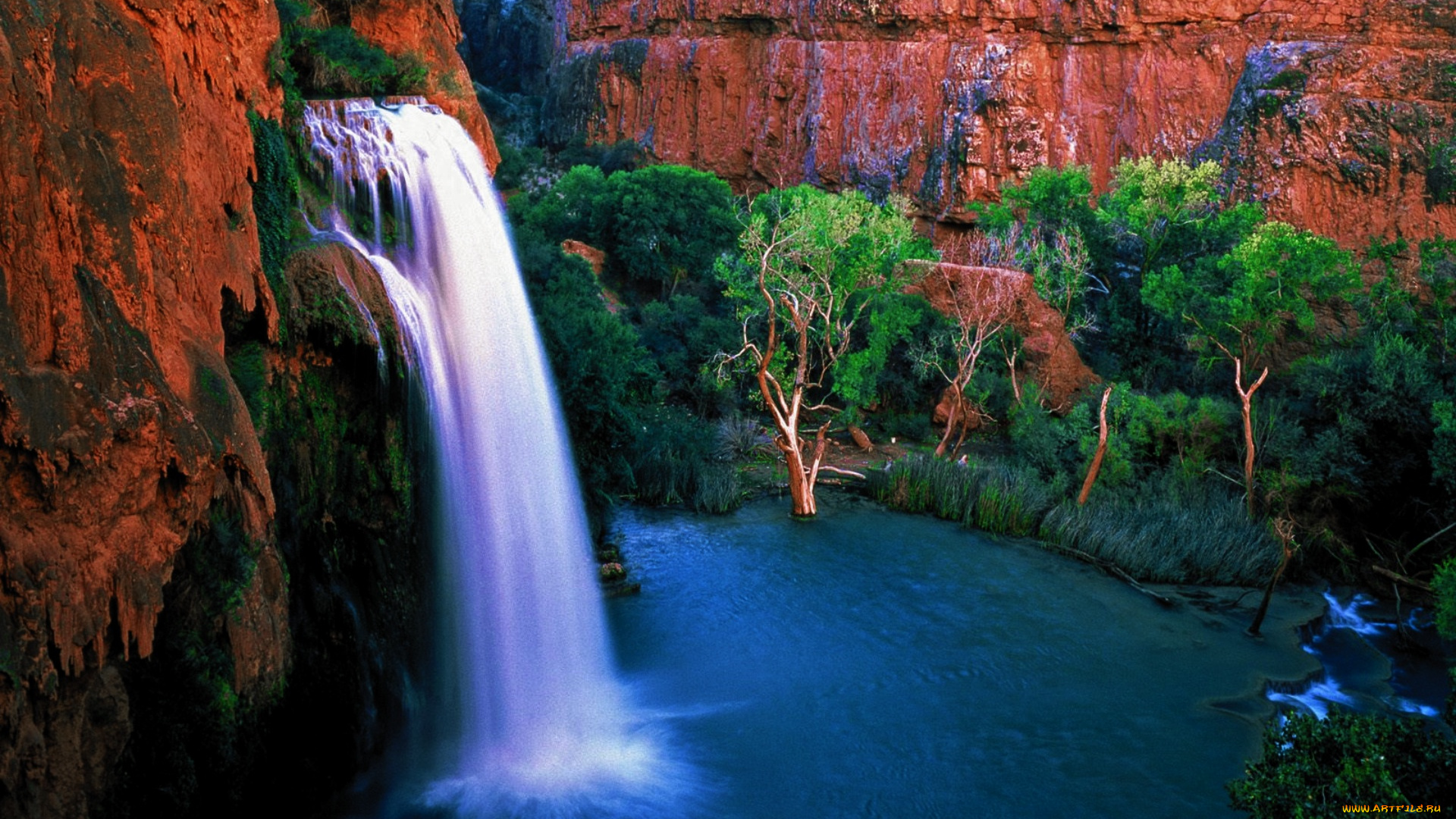 природа, водопады, горы, обрыв, водопад