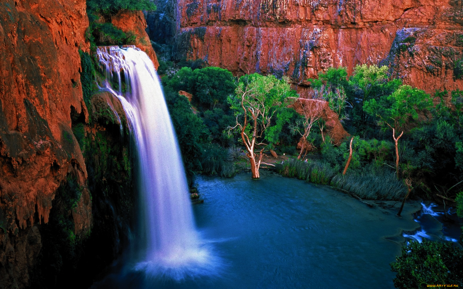 природа, водопады, горы, обрыв, водопад