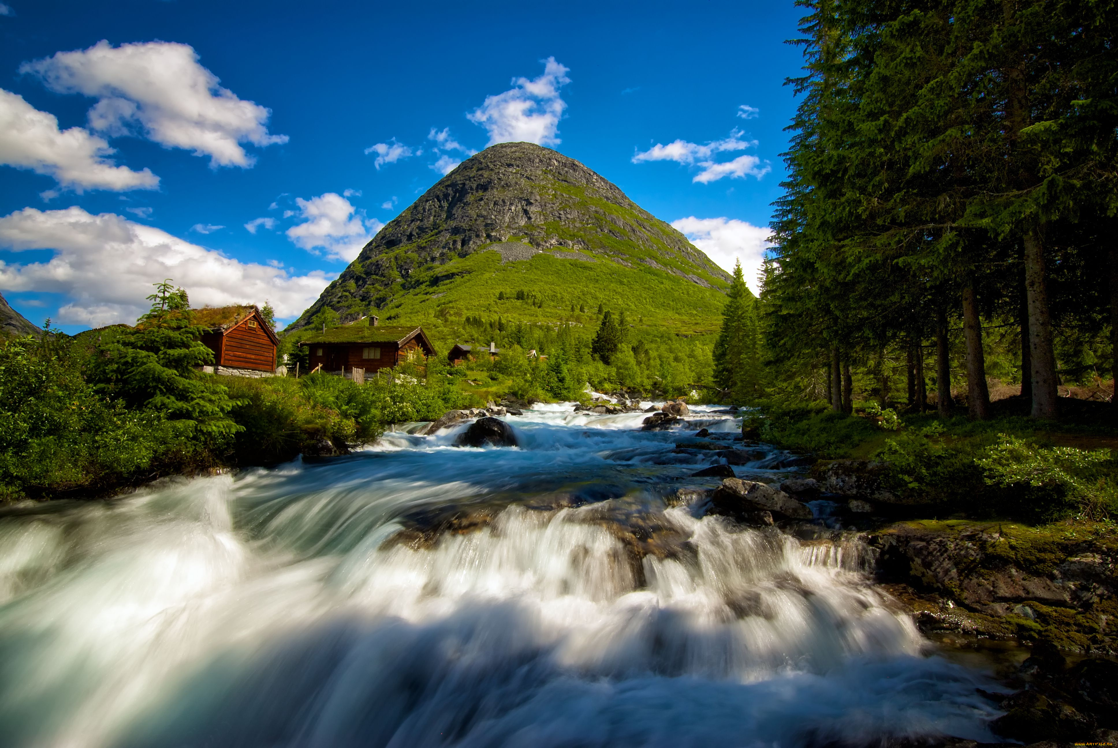 valldalen, norway, природа, реки, озера, пейзаж, гора, поток, лес, деревья, река, норвегия