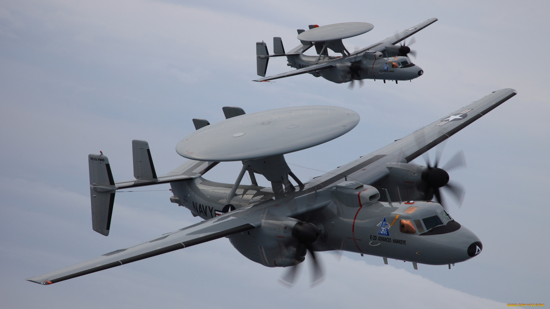 2d, авиация, военно, транспортные, самолёты, самолет, дрло, advanced, hawkeye, northrop, grumman, пара, облака, полет