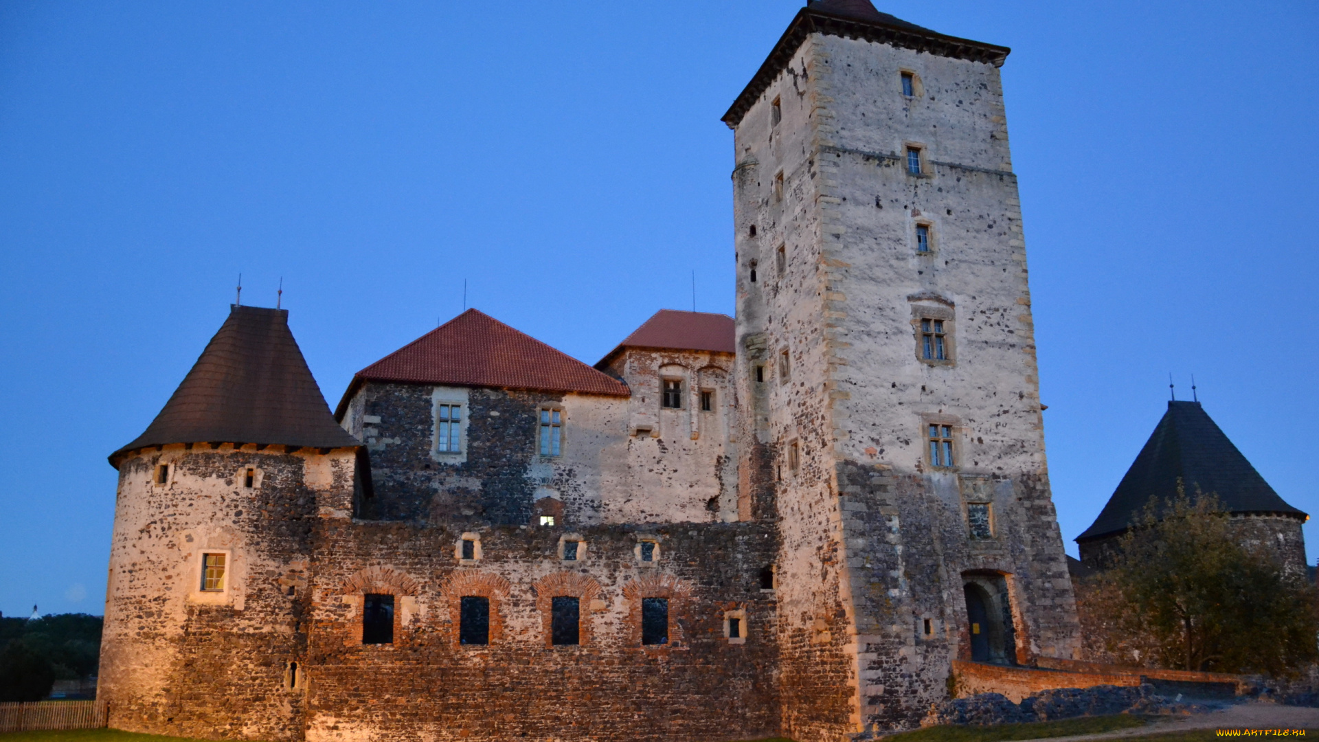 352, vihov, castle, Чехия, города, дворцы, замки, крепости, замок, огни, ночь